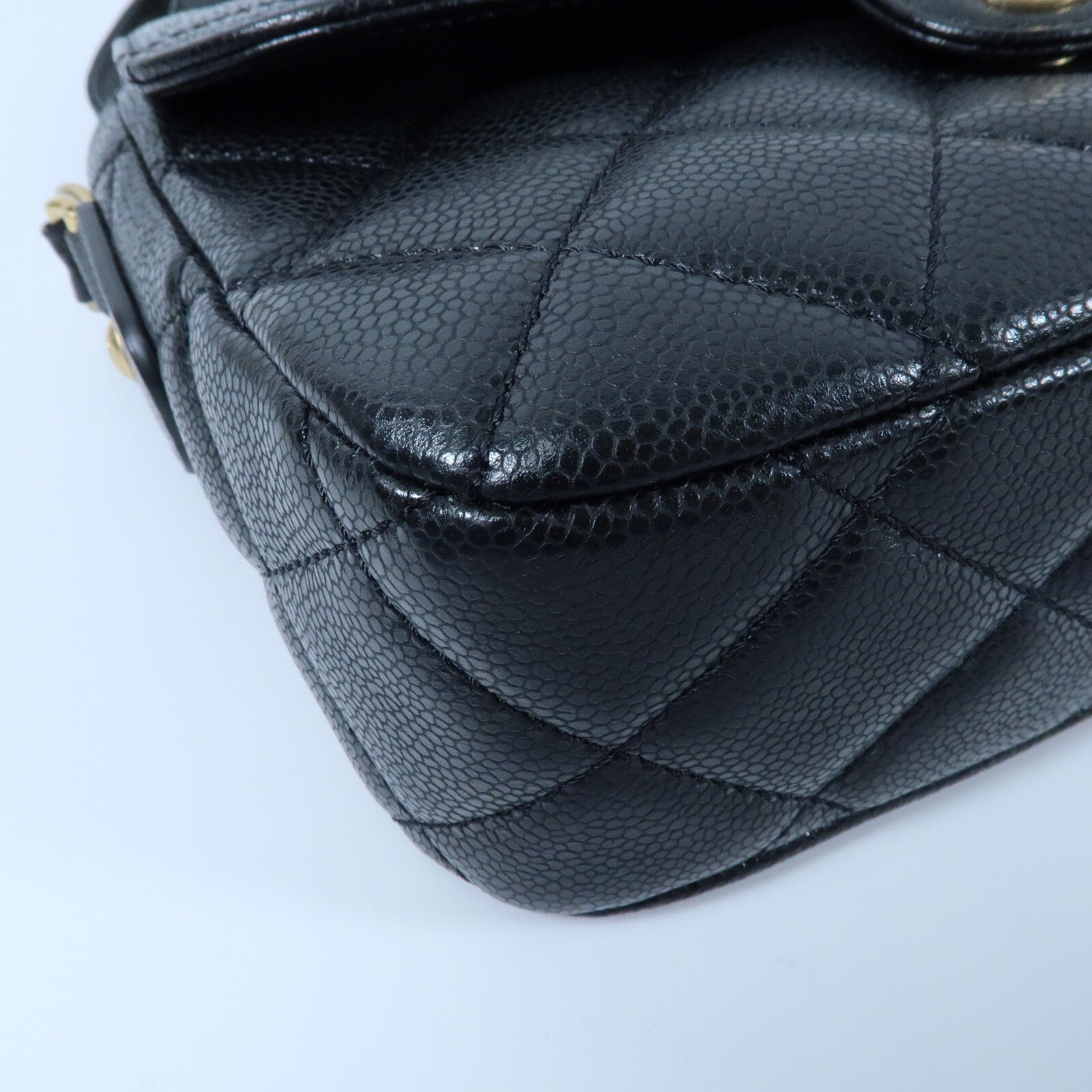 CHANEL 牛皮皮革Chain Shoulder金扣鏈帶肩背袋
