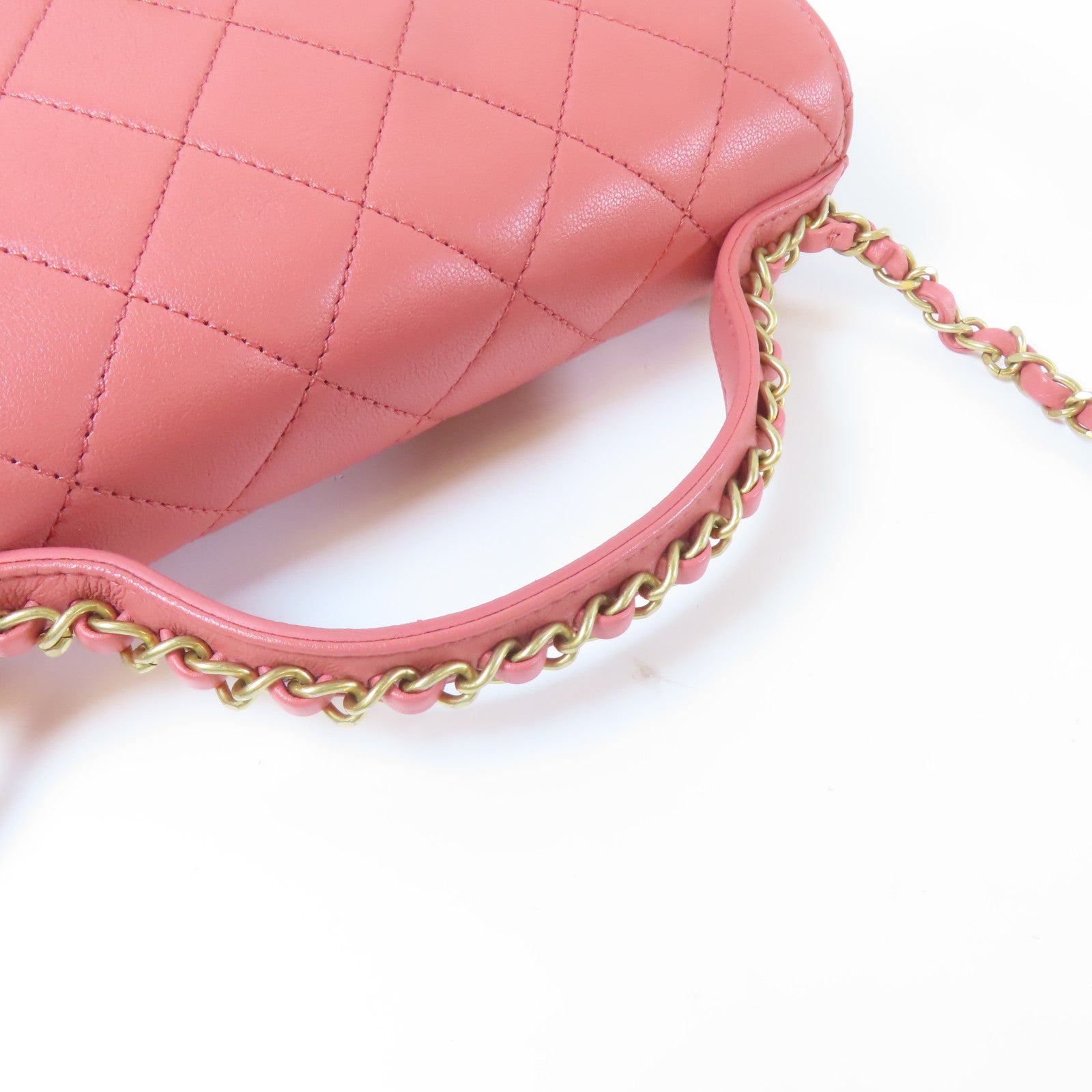 CHANEL 菱格羊皮皮革Chanel 19 Top Handle Bag金扣手挽肩背兩用袋粉紅色