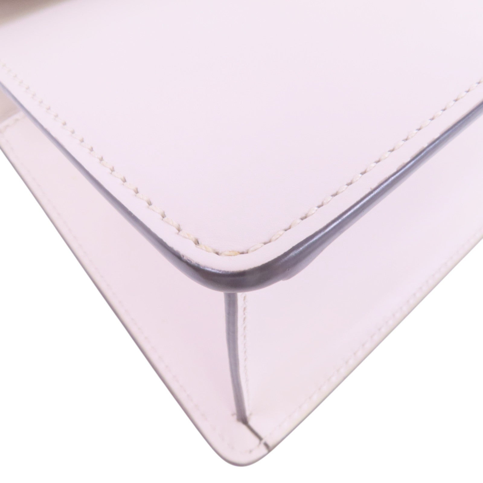 GUCCI GG GHW Sylvie Mini Handbag Shoulder Bag 470270 Calfskin Leather White