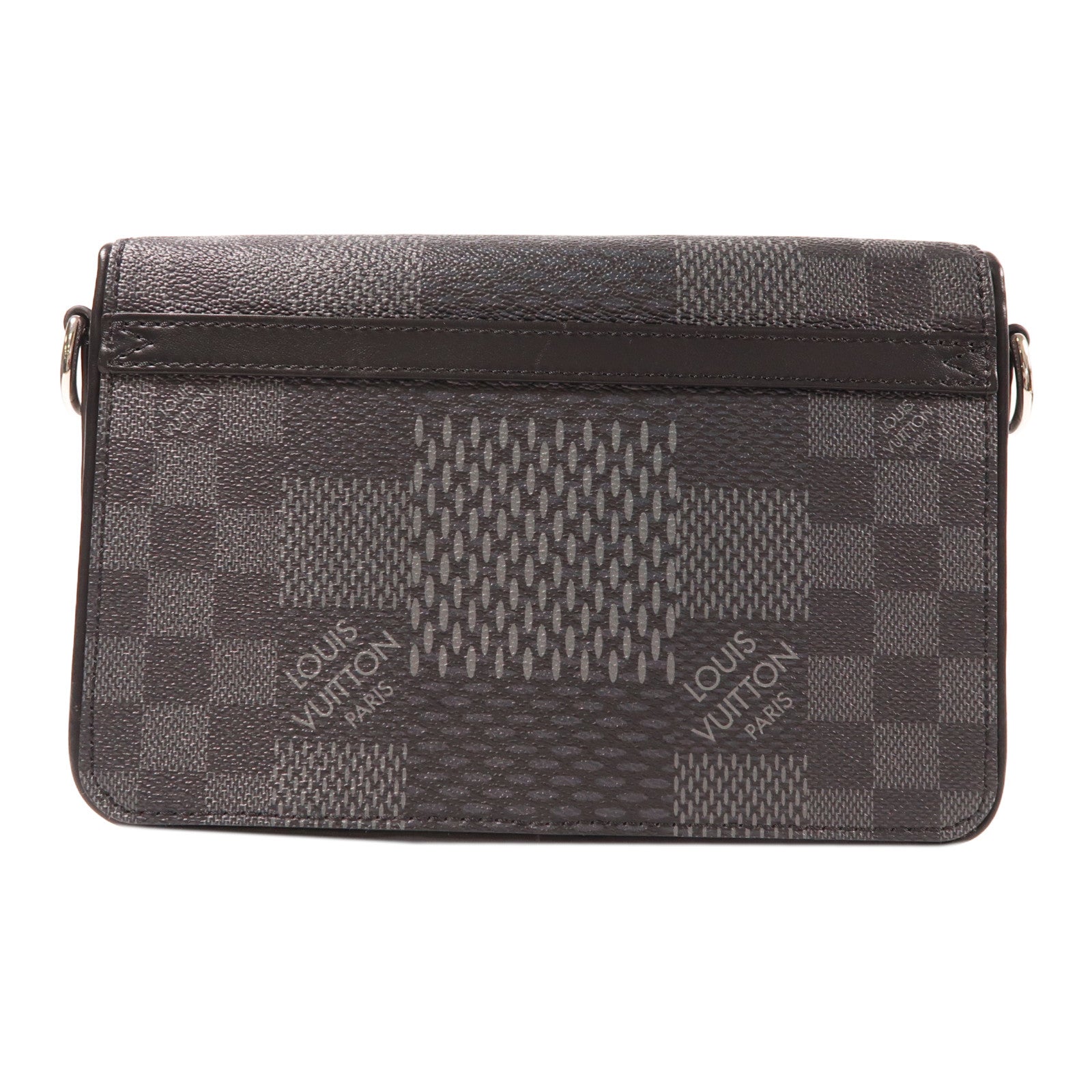 LOUIS VUITTON Damier Graphite Studio Messenger銀扣肩背袋黑色
