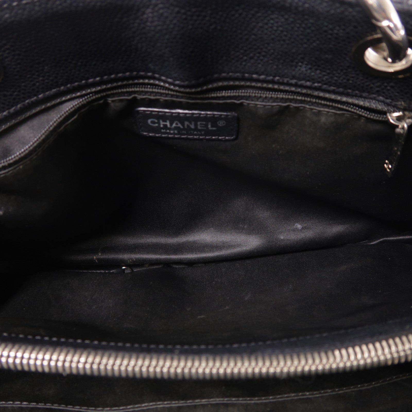 CHANEL 牛皮皮革GST銀扣鏈帶肩背袋