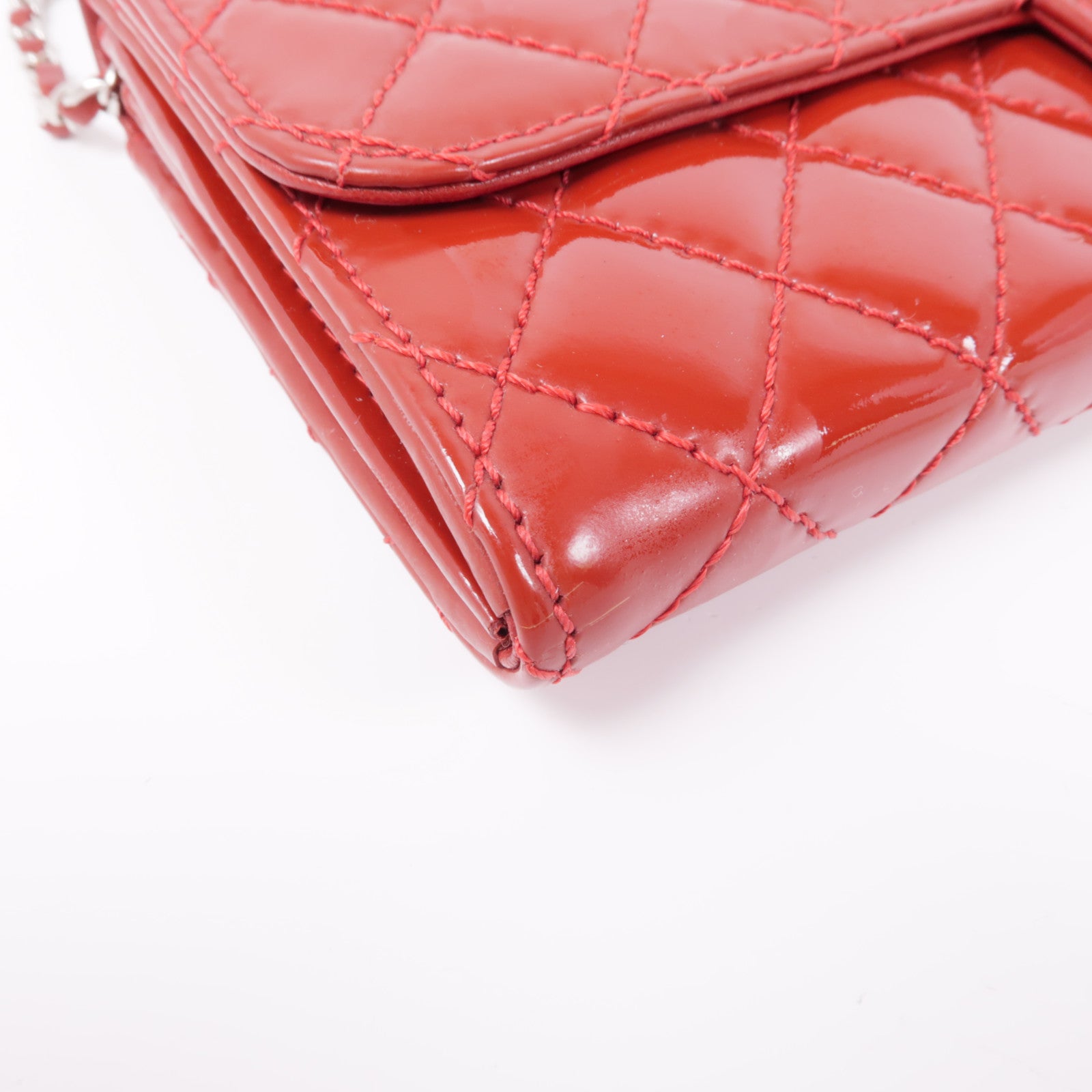 CHANEL 漆皮皮革Chain Shoulder Bag銀扣鏈帶肩背袋