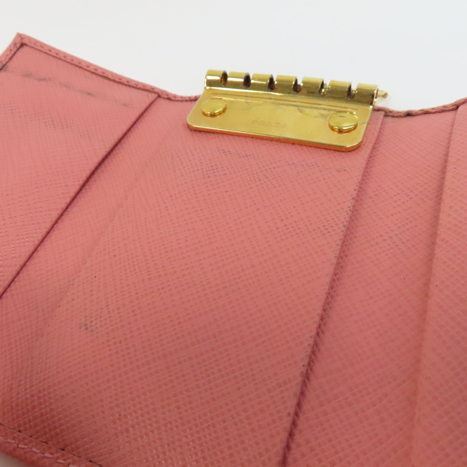 PRADA 牛皮皮革Key Case金釦鎖匙包粉紅色