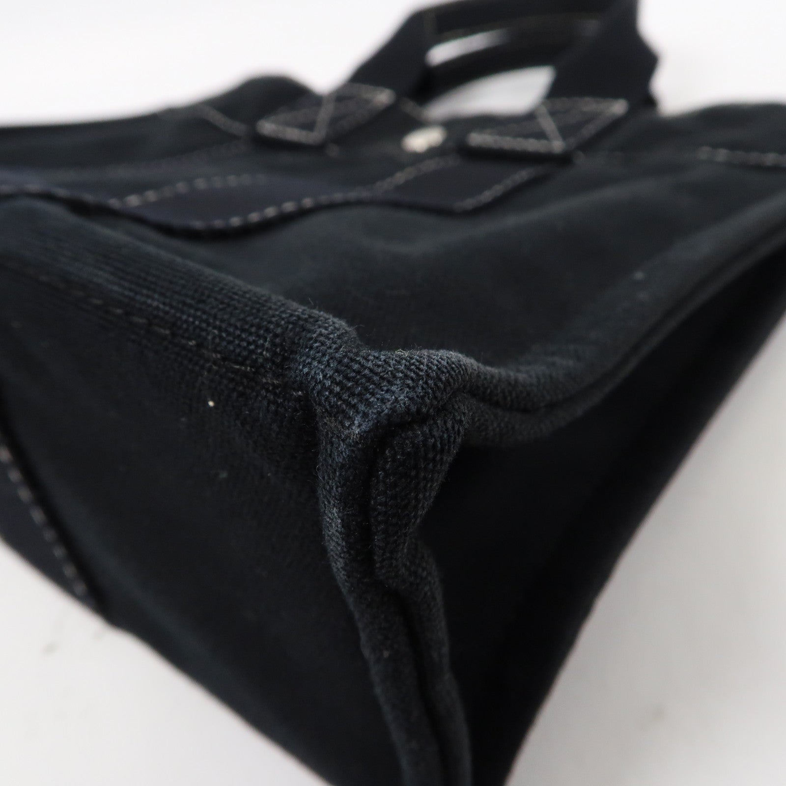 HERMES 帆布Hand Bag PM銀扣手挽袋Noir黑色