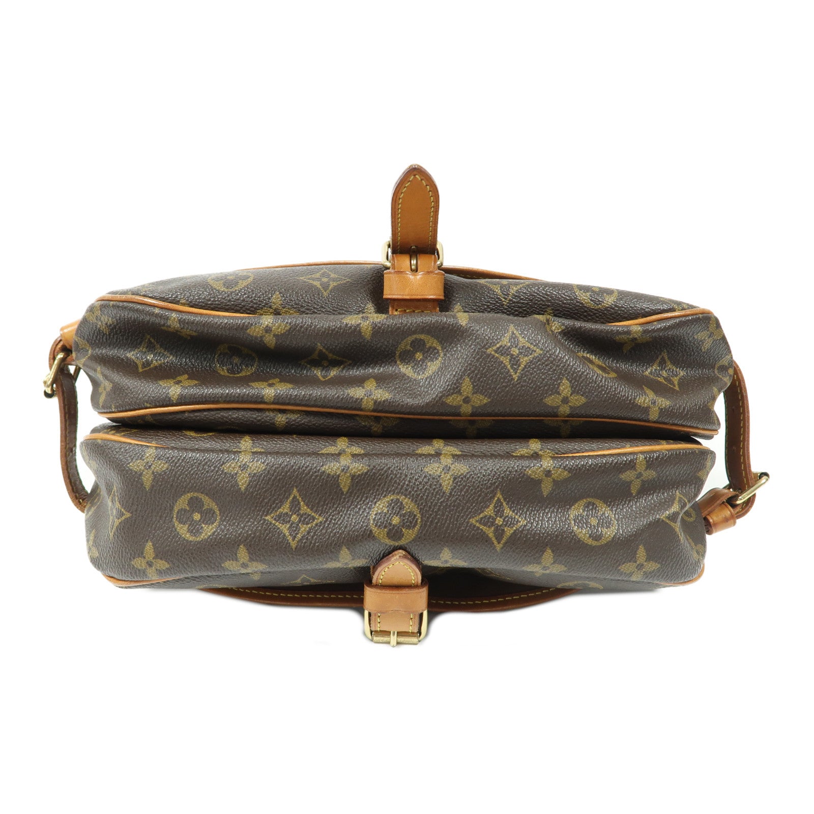 LOUIS VUITTON Monogram Saumur 30金扣肩背袋啡色