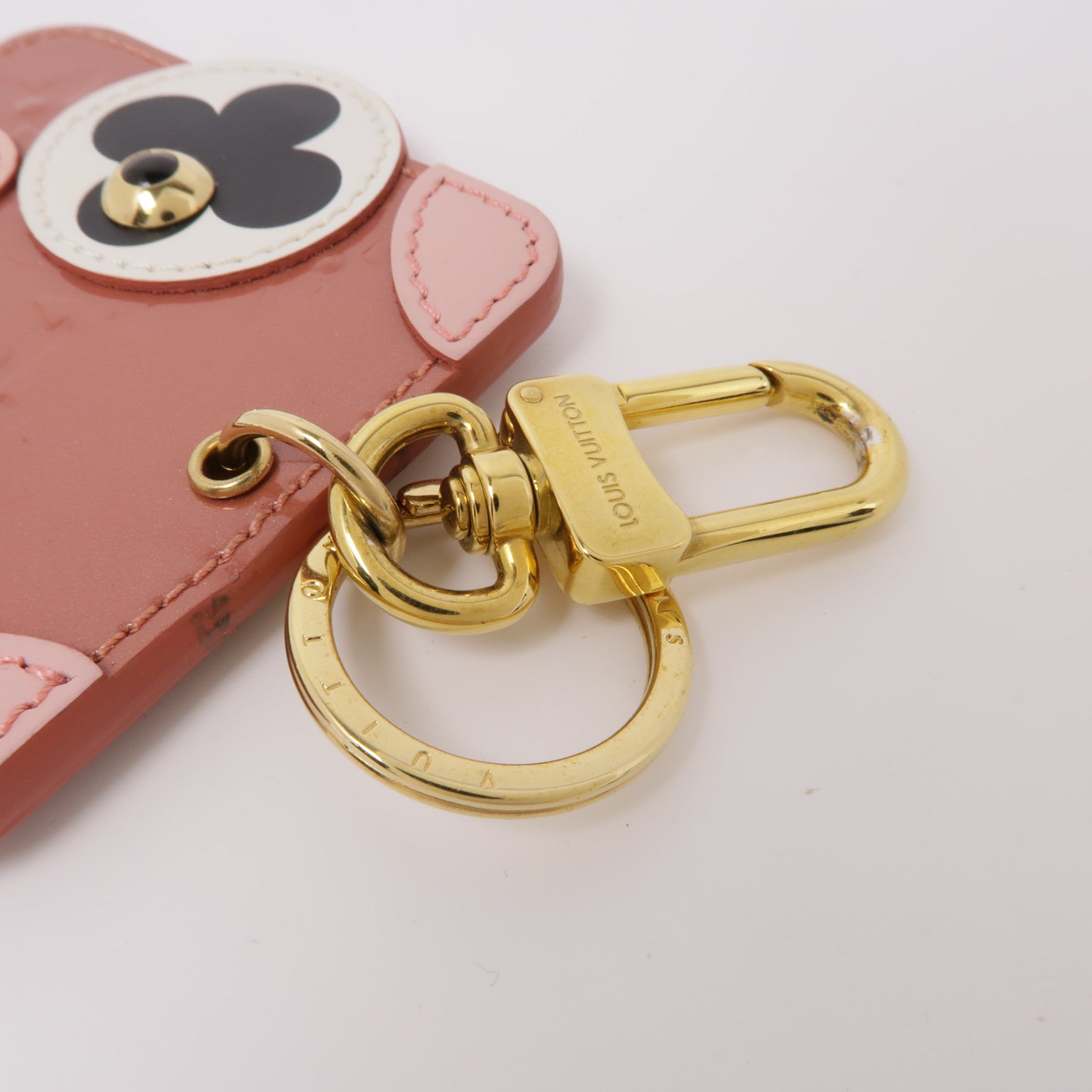 LOUIS VUITTON 金屬/皮革Porte Cles Animal Face金扣鑰匙圈