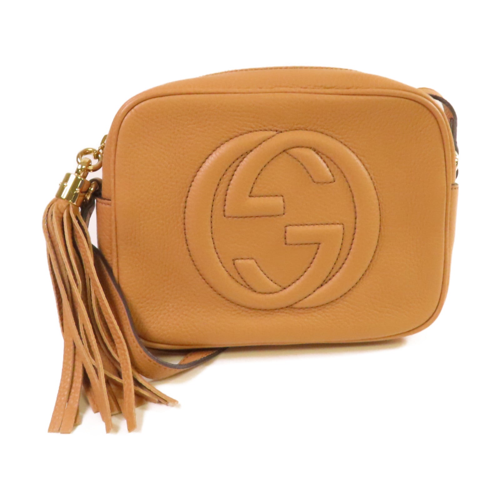 GUCCI 【激減優惠】牛皮皮革Soho Shoulder Bag金扣肩背袋杏色