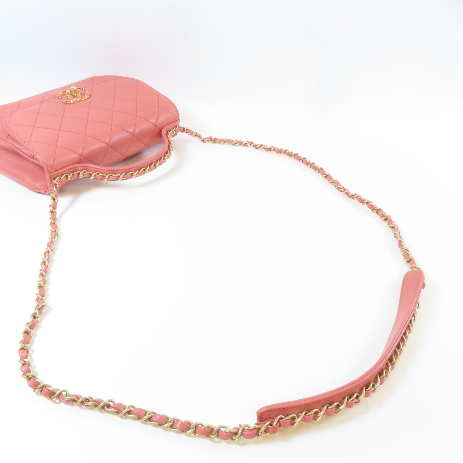 CHANEL 菱格羊皮皮革Chanel 19 Top Handle Bag金扣手挽肩背兩用袋粉紅色