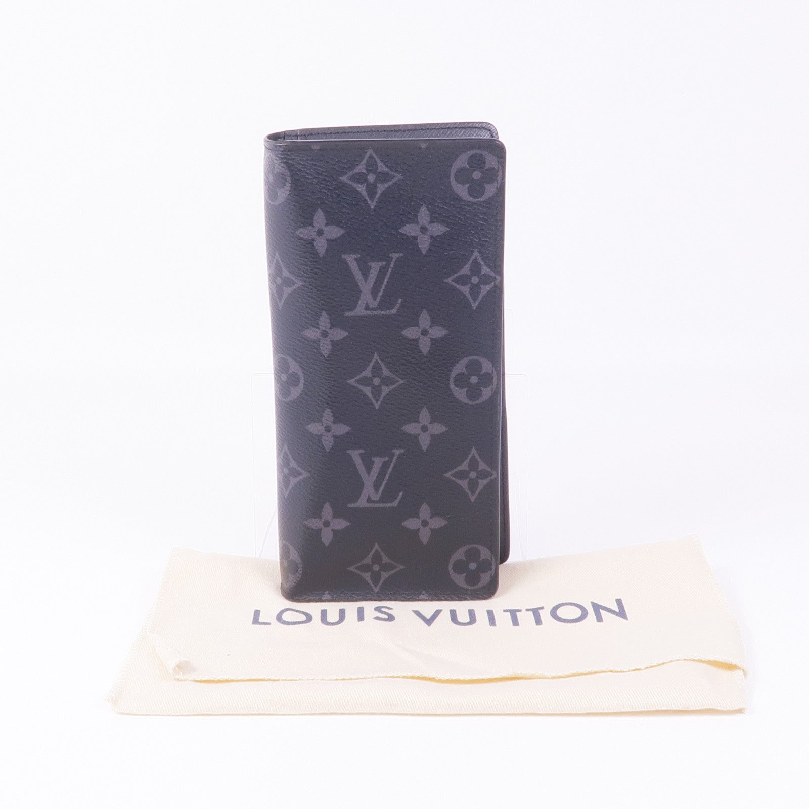 LOUIS VUITTON Monogram Eclipse Brazza銀扣長錢包