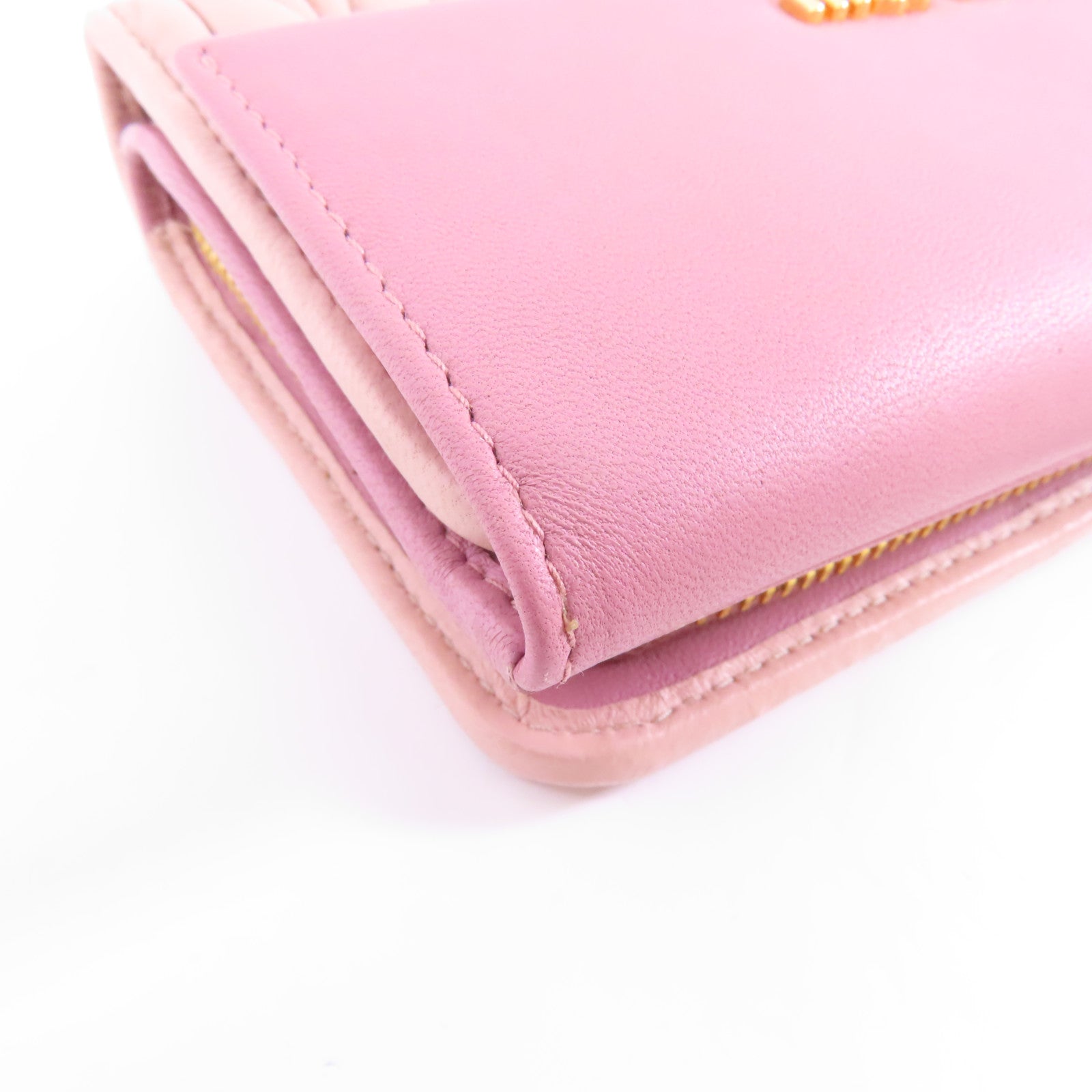 Miu Miu 羊皮皮革Wallet金扣錢包粉紅色