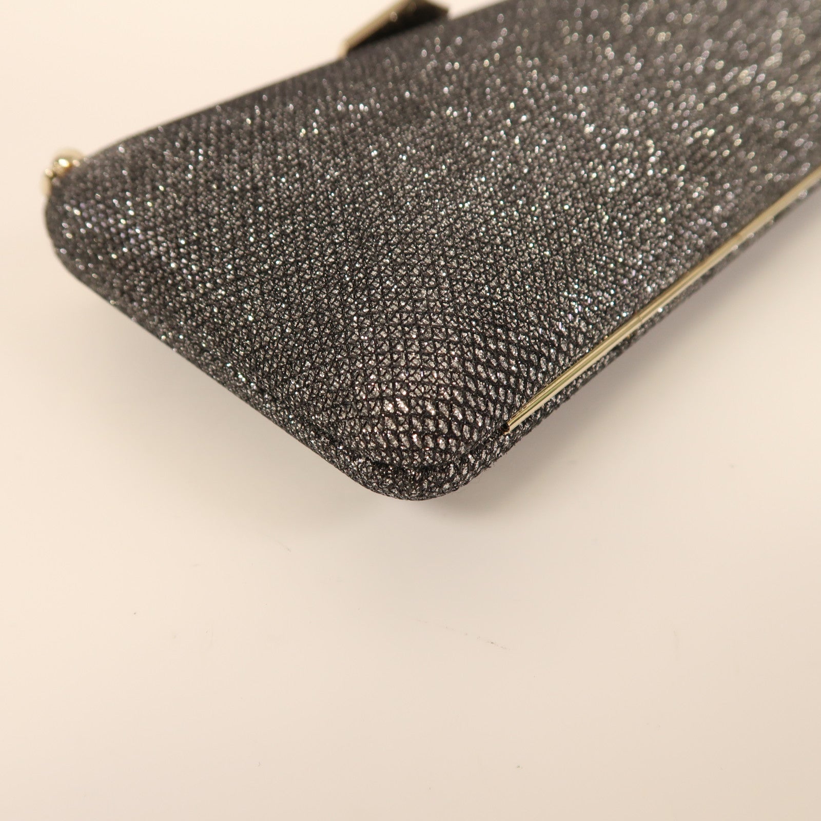 JIMMY CHOO 布料Ellipse Glitter Clutch bag金扣鏈帶肩背袋銀色
