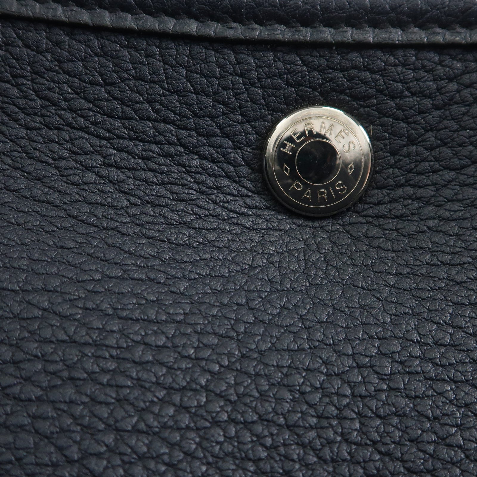 HERMES Negonda皮革Garden Party PM銀扣手挽袋Bleu Indigo