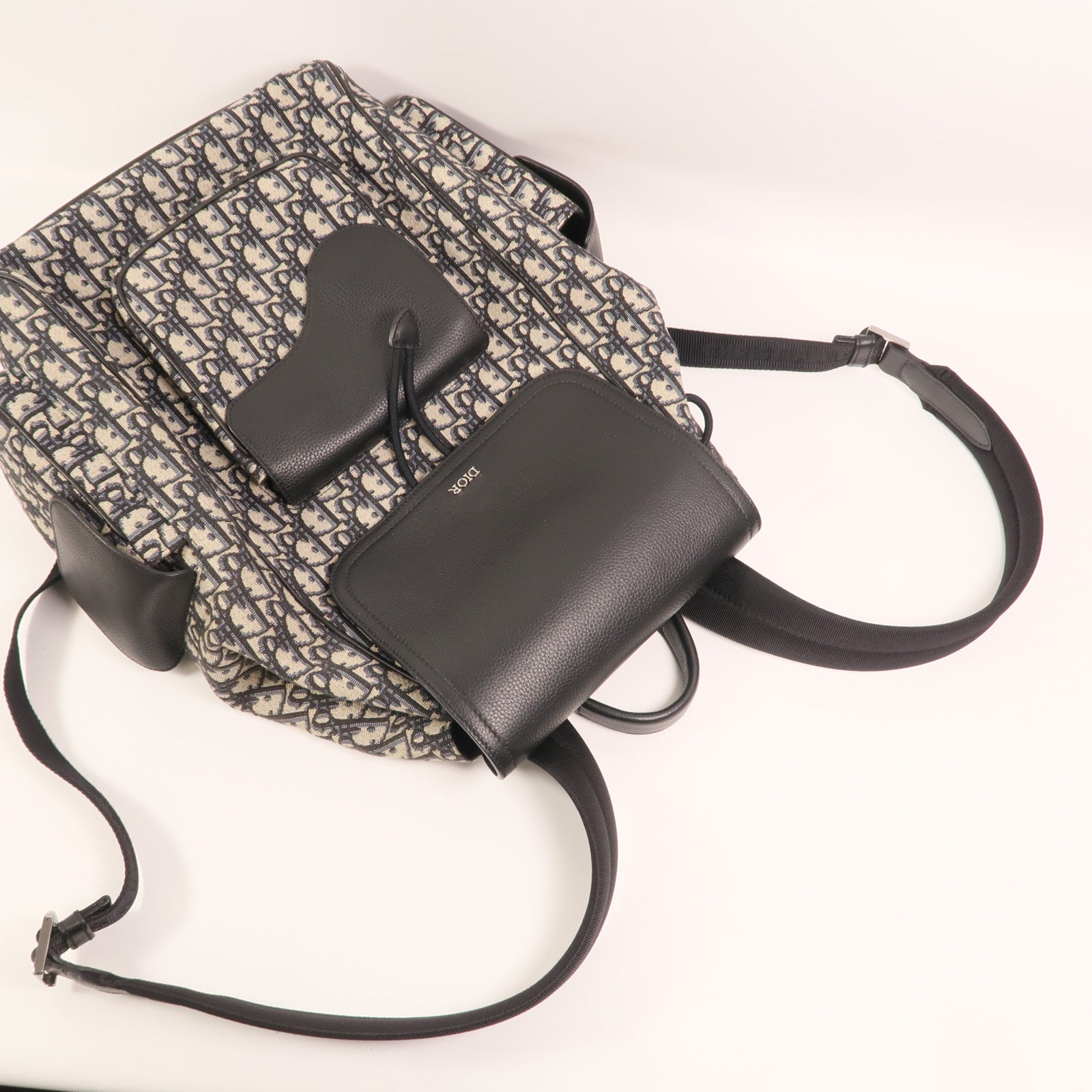 Dior 帆布Saddle Backpack銀扣背包