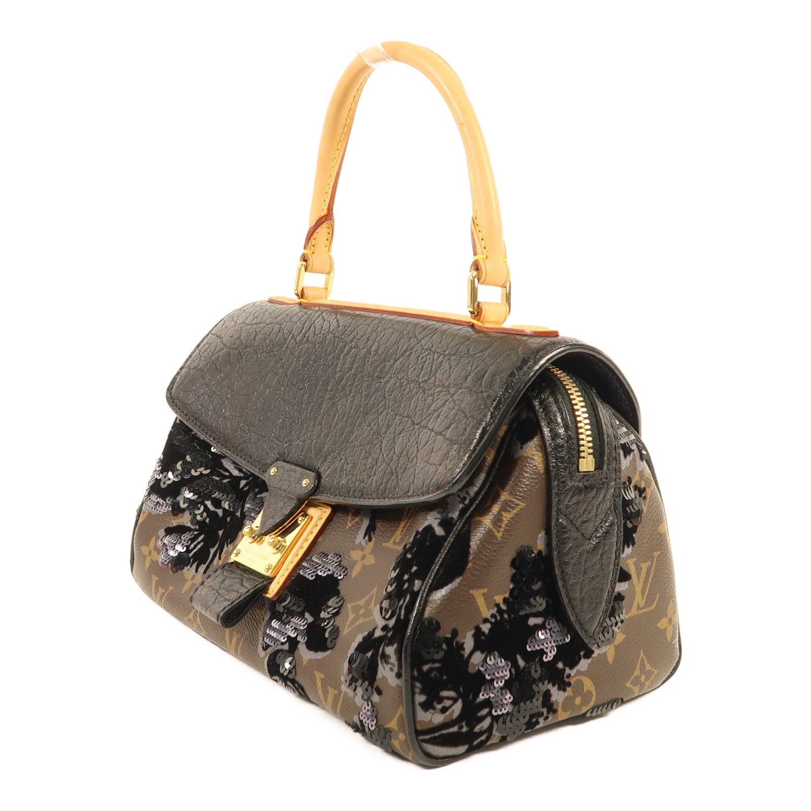 LOUIS VUITTON Monogram Fleur de Jais Carrousel金扣手挽袋