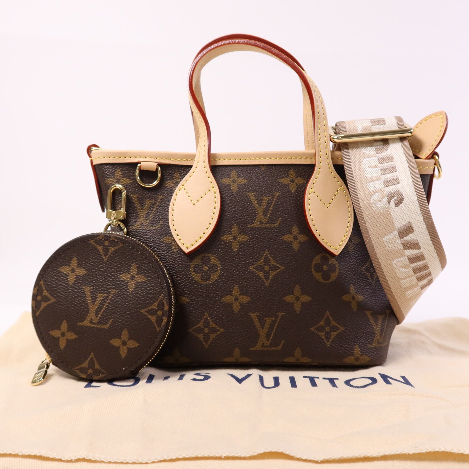 LOUIS VUITTON Monogram Neverfull BB金扣手挽肩背兩用袋