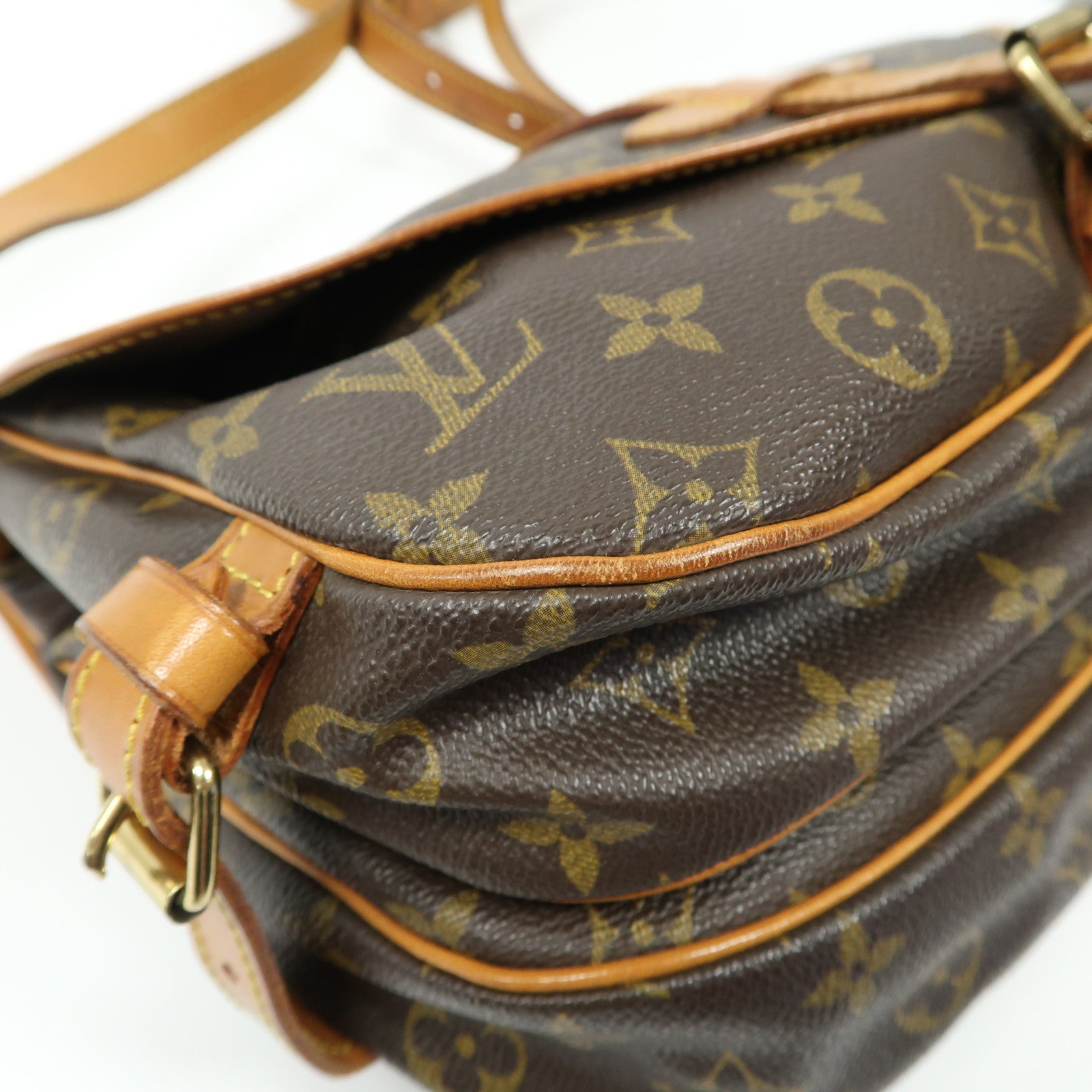 LOUIS VUITTON Monogram Saumur 30金扣肩背袋啡色