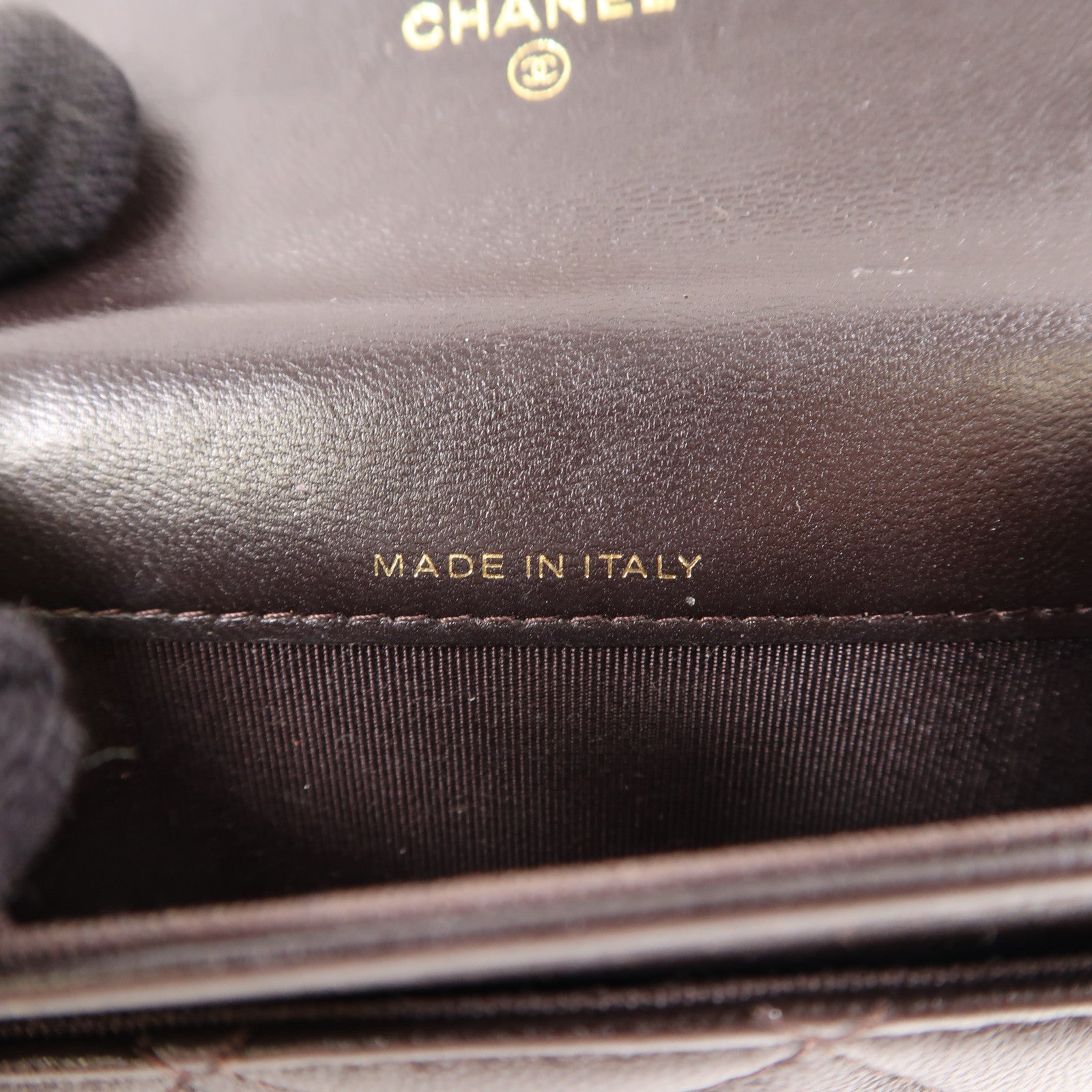 CHANEL 牛皮皮革Card Case金扣卡片套黑色