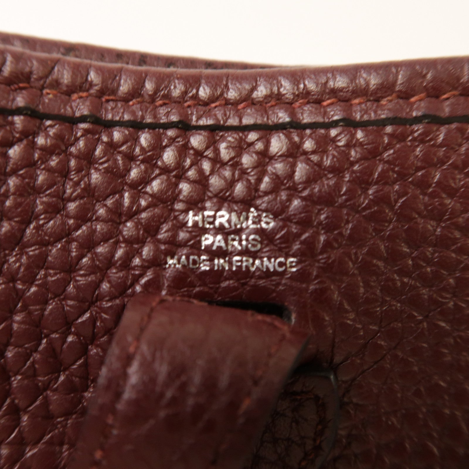 HERMES Clemence皮革Evelyne TPM銀扣肩背袋酒紅色