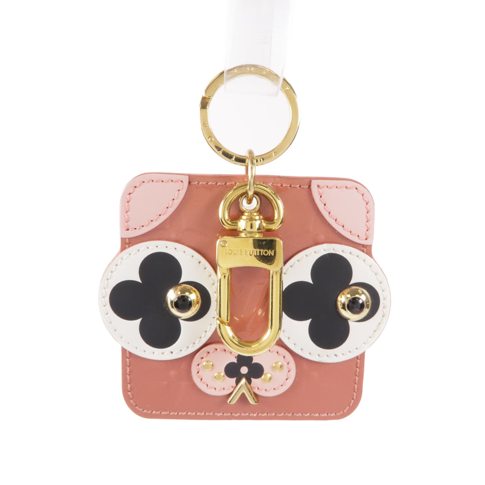 LOUIS VUITTON 金屬/皮革Porte Cles Animal Face金扣鑰匙圈