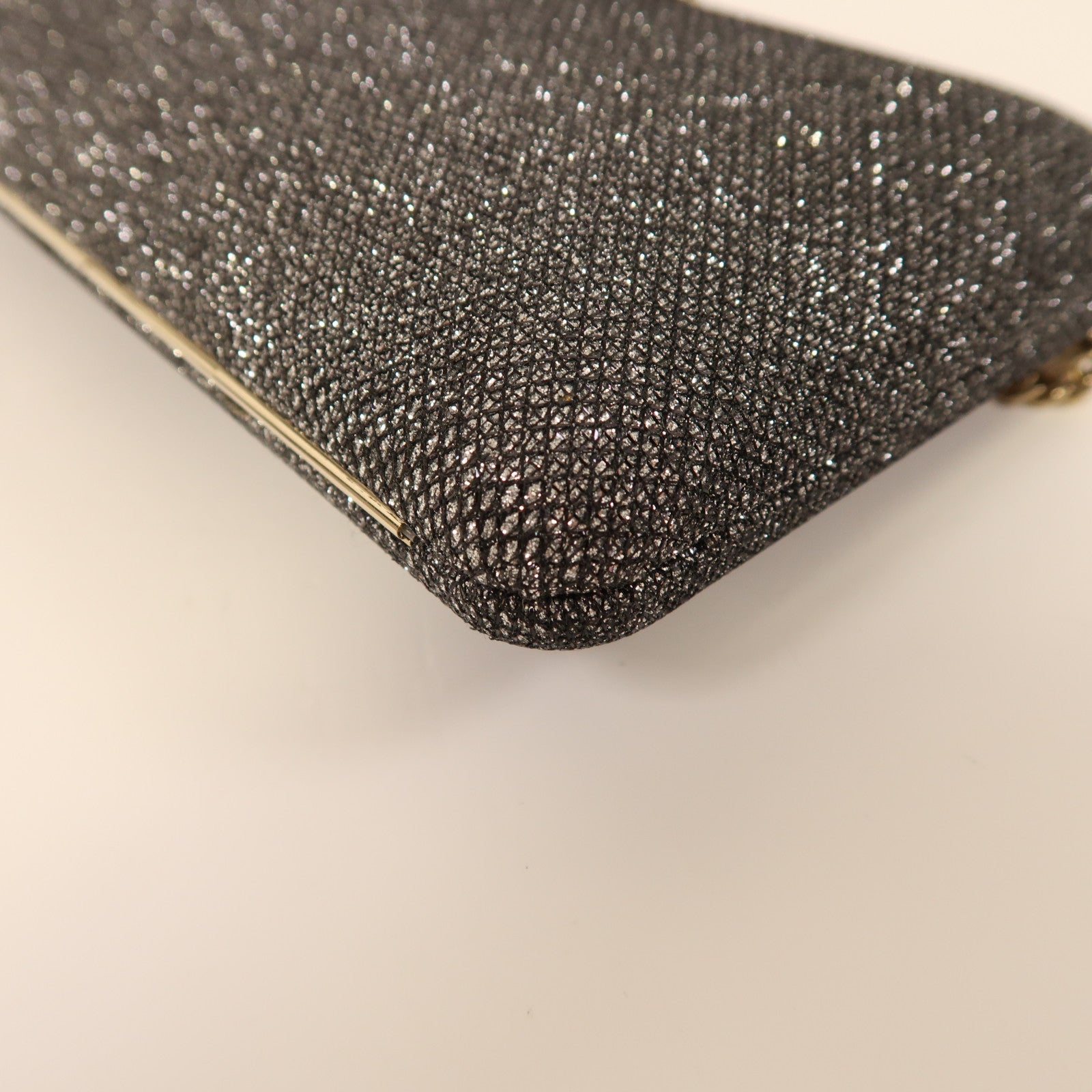 JIMMY CHOO 布料Ellipse Glitter Clutch bag金扣鏈帶肩背袋銀色