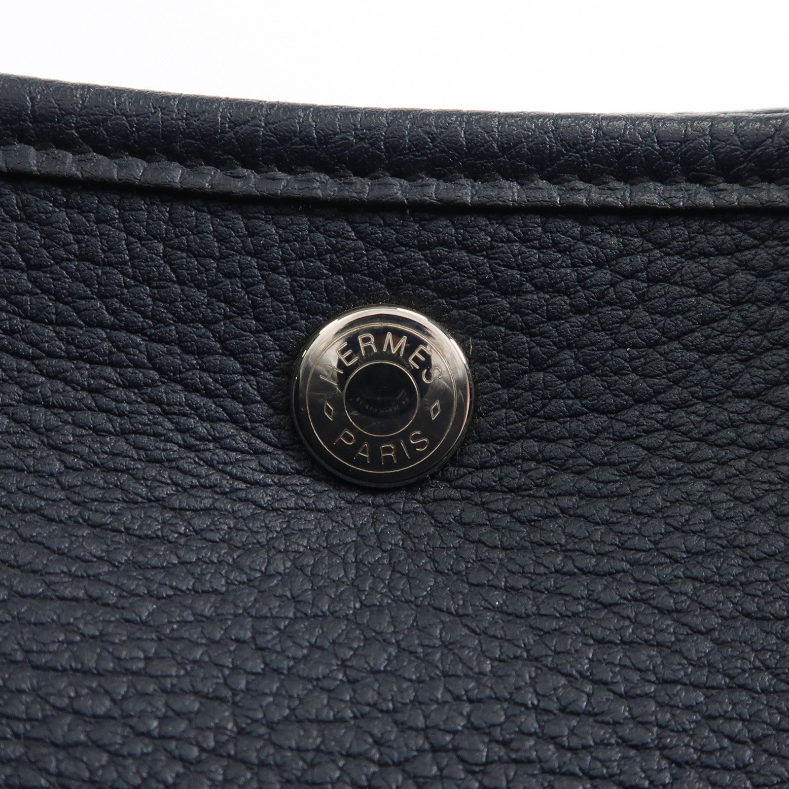HERMES Negonda皮革Garden Party PM銀扣手挽袋Bleu Indigo
