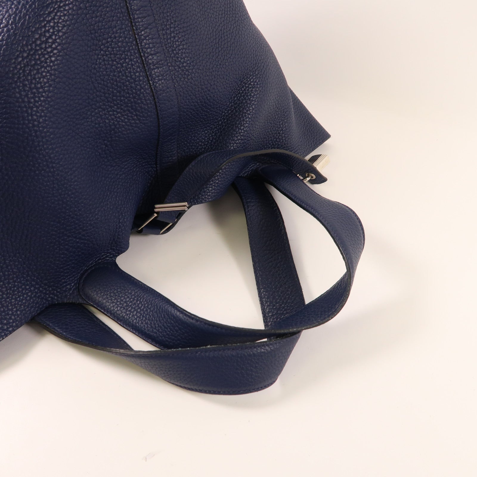 HERMES Clemence皮革Picotin GM銀扣手挽袋Bleu Nuit