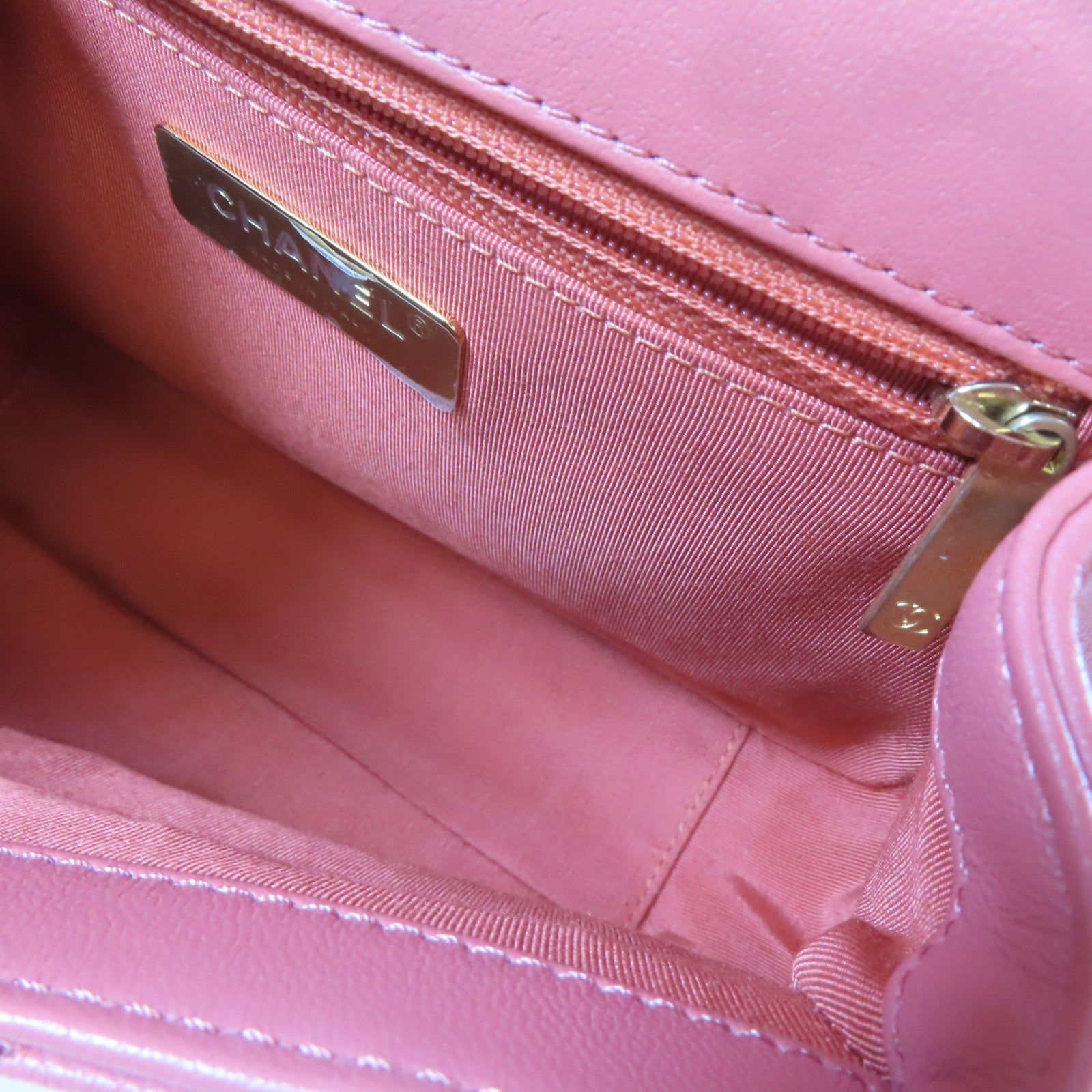 CHANEL 菱格羊皮皮革Chanel 19 Top Handle Bag金扣手挽肩背兩用袋粉紅色