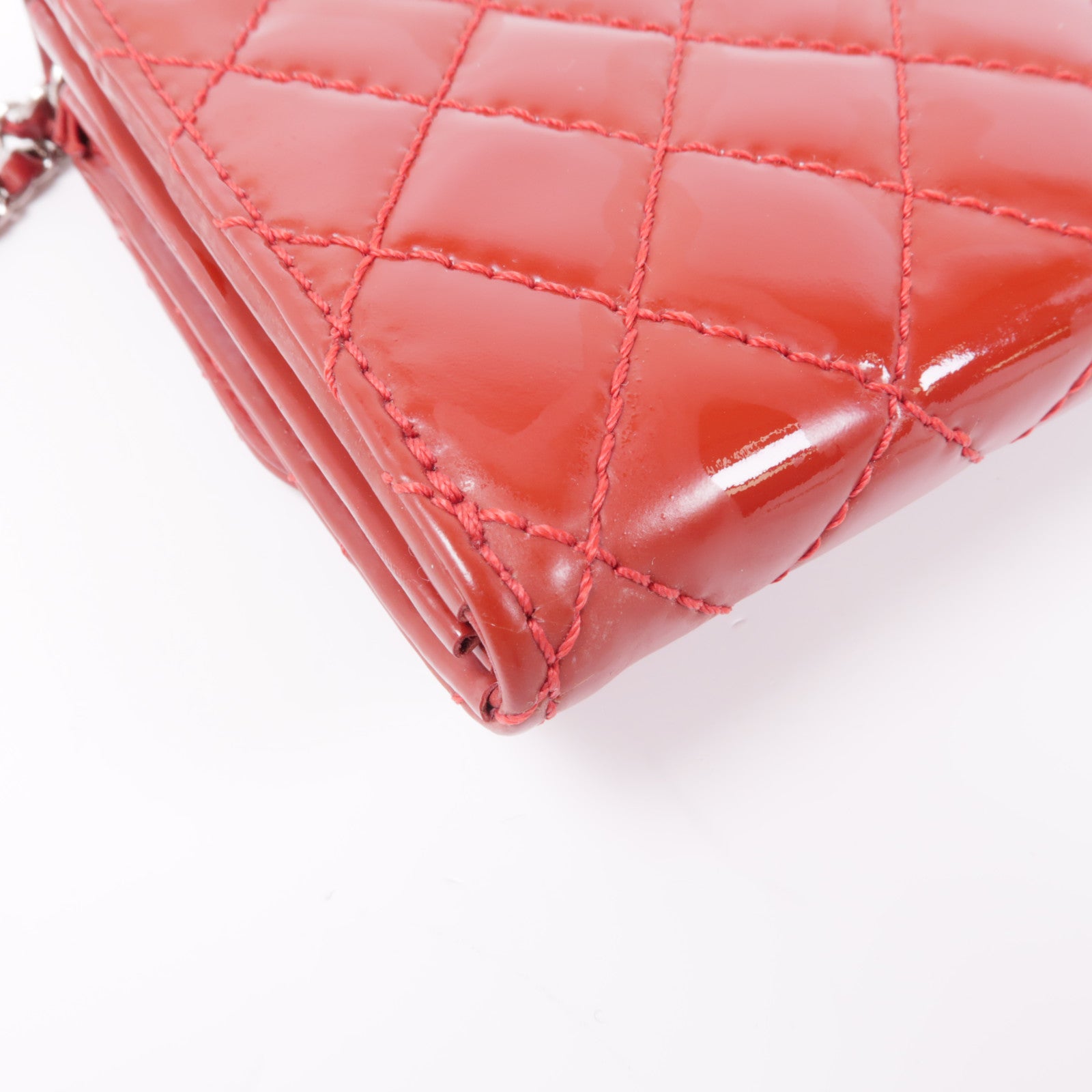 CHANEL 漆皮皮革Chain Shoulder Bag銀扣鏈帶肩背袋