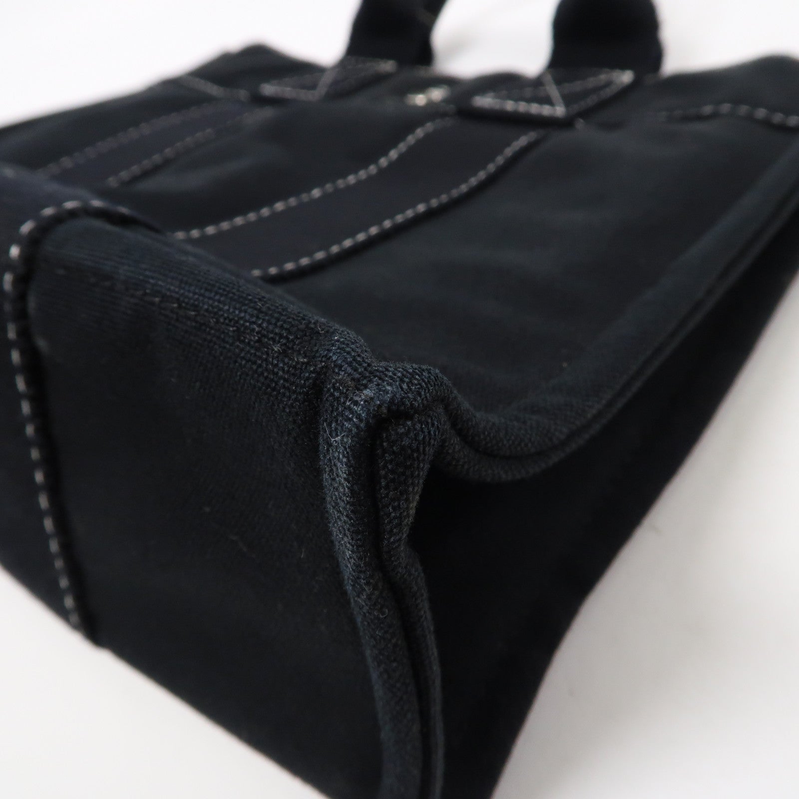 HERMES 帆布Hand Bag PM銀扣手挽袋Noir黑色