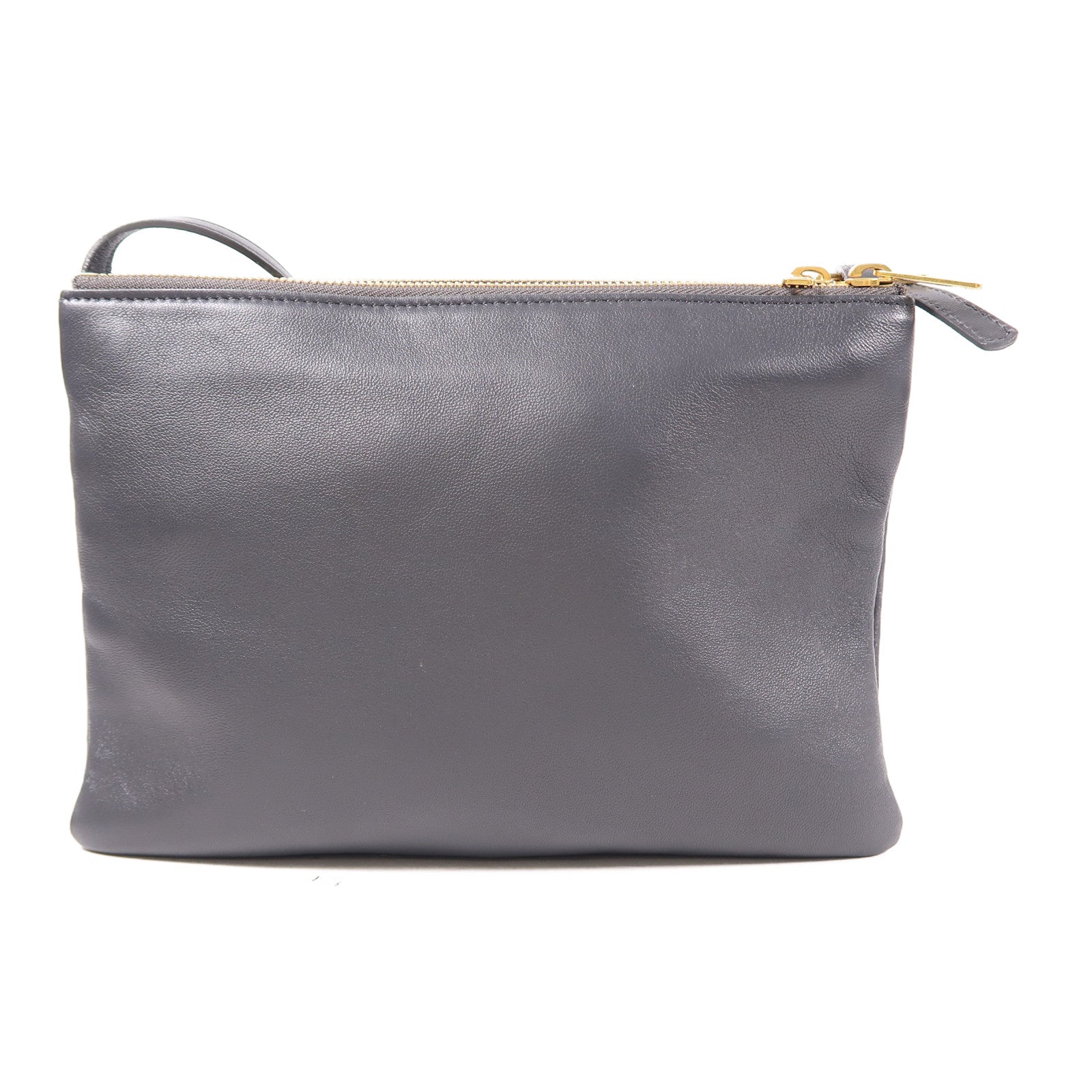 CELINE 羊皮皮革Trio金扣肩背袋灰色