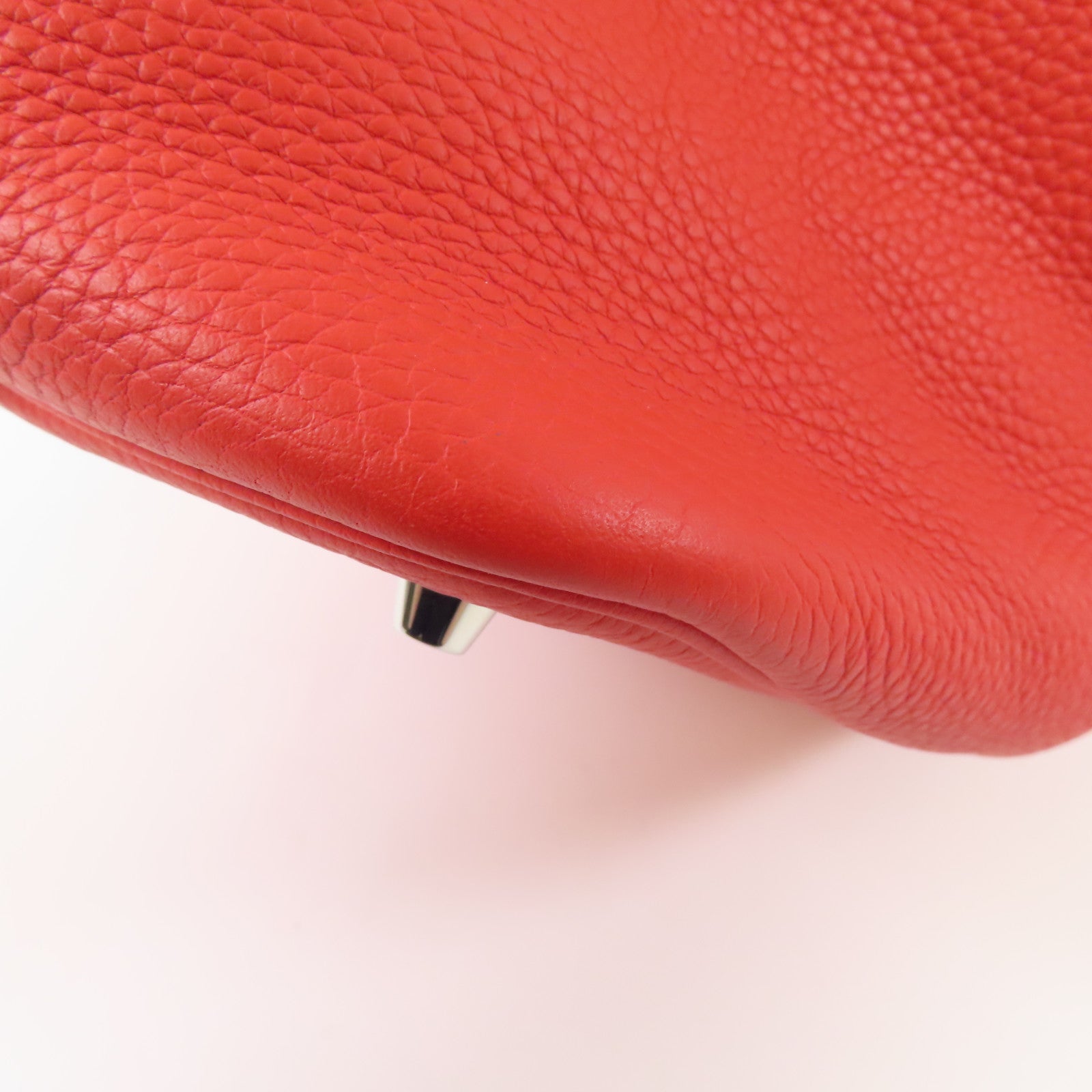 HERMES 【激減優惠】Clemence皮革Picotin MM銀扣手挽袋Rouge Tomate