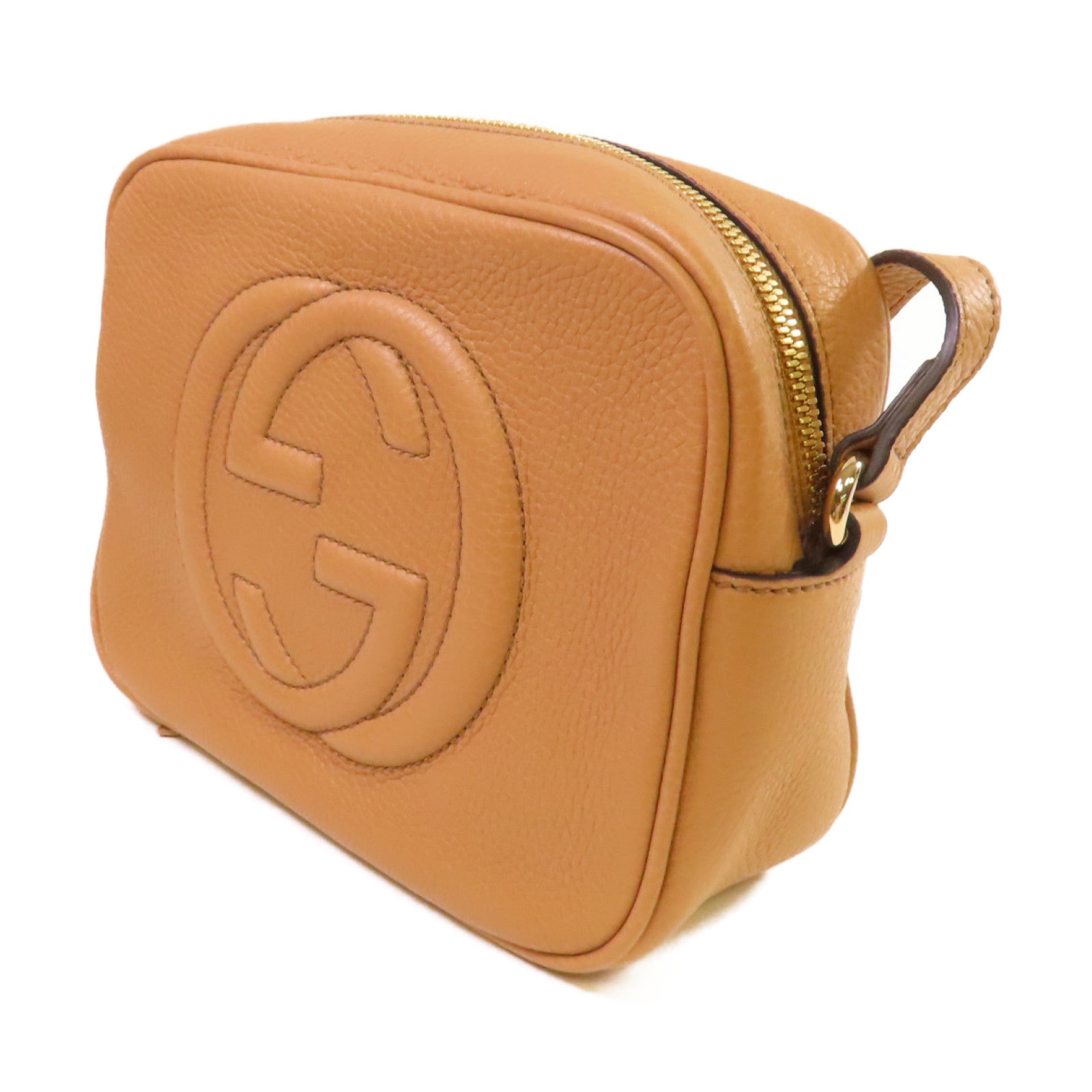 GUCCI 【激減優惠】牛皮皮革Soho Shoulder Bag金扣肩背袋杏色