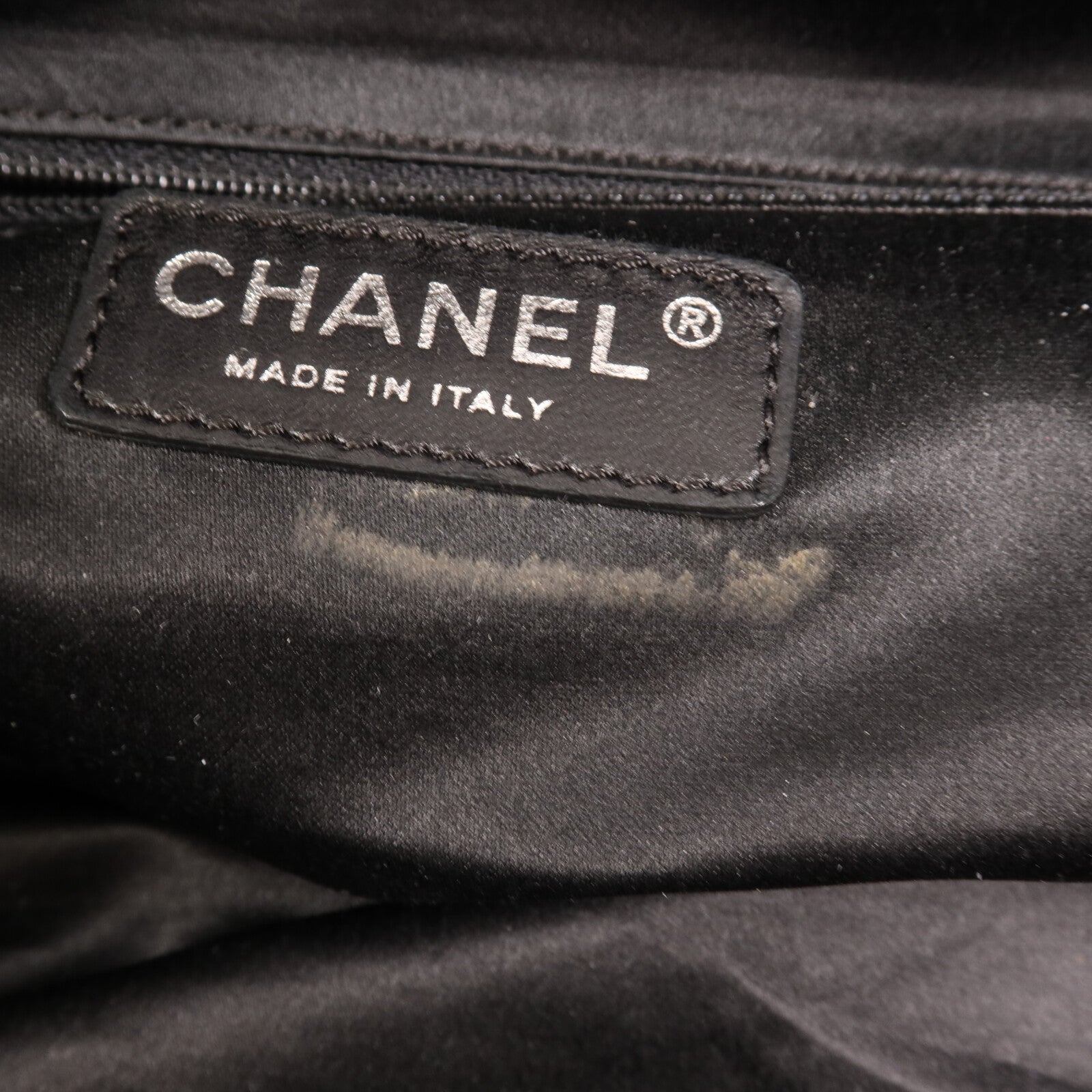 CHANEL 羊皮皮革Boston Bag銀扣手挽袋