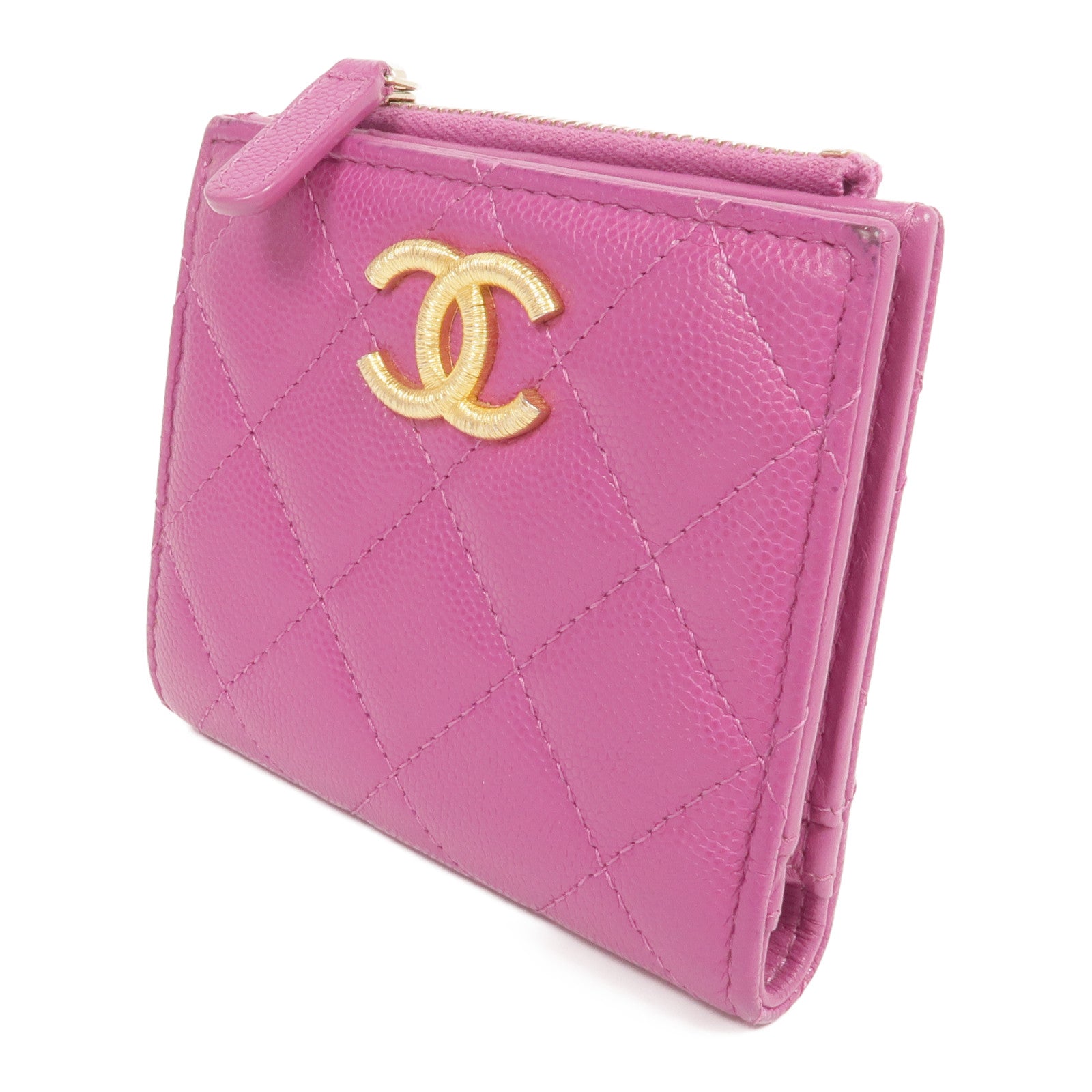 CHANEL 牛皮皮革Wallet金扣錢包