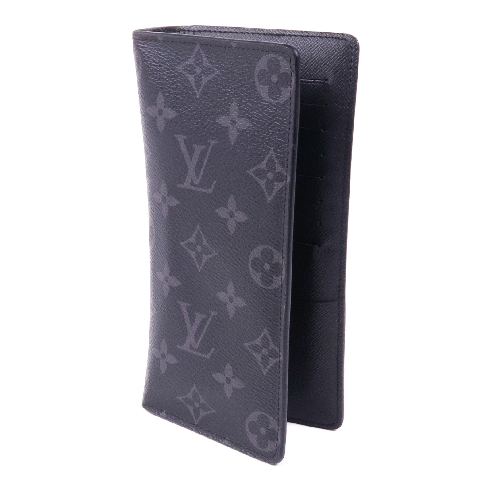 LOUIS VUITTON Monogram Eclipse Brazza銀扣長錢包