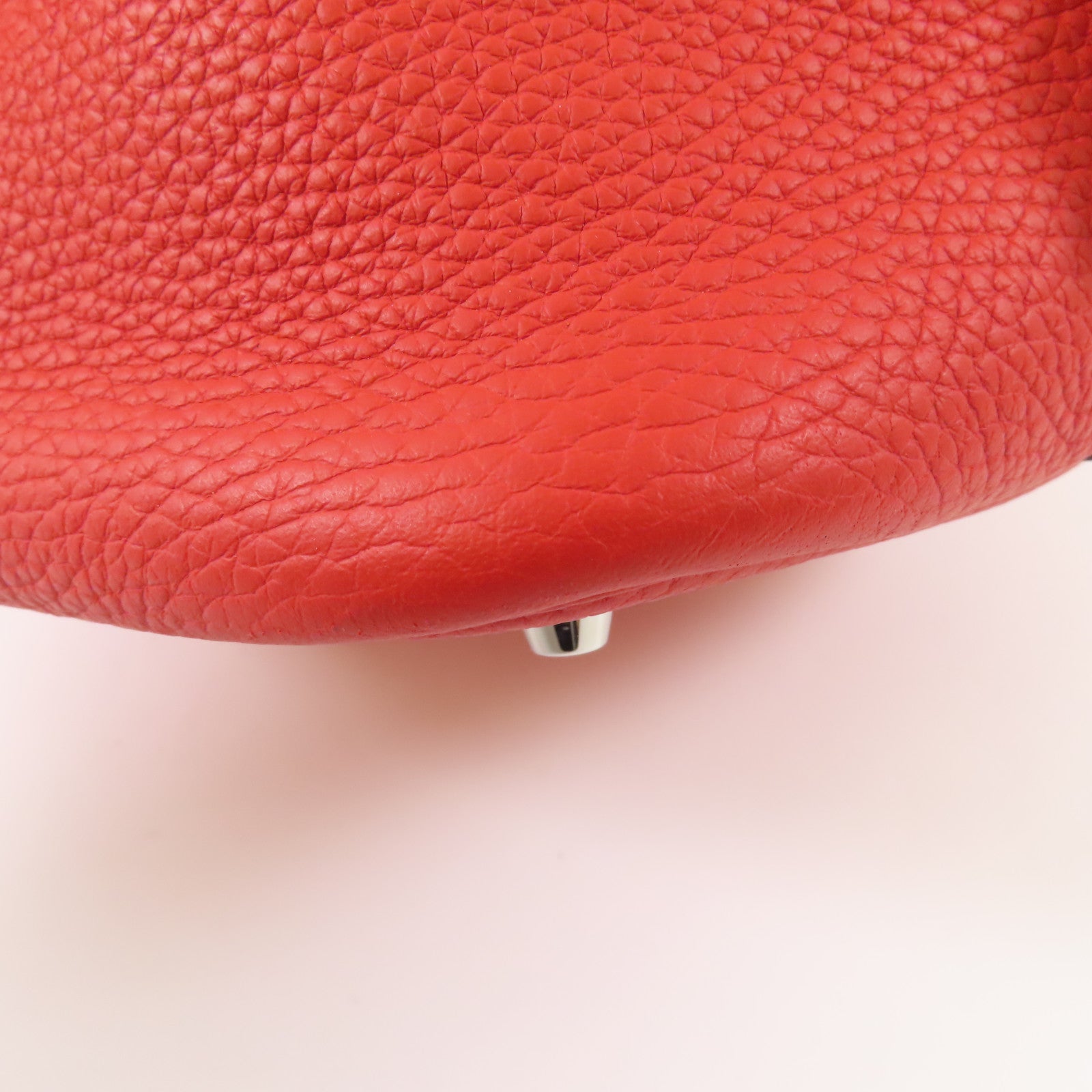 HERMES 【激減優惠】Clemence皮革Picotin MM銀扣手挽袋Rouge Tomate
