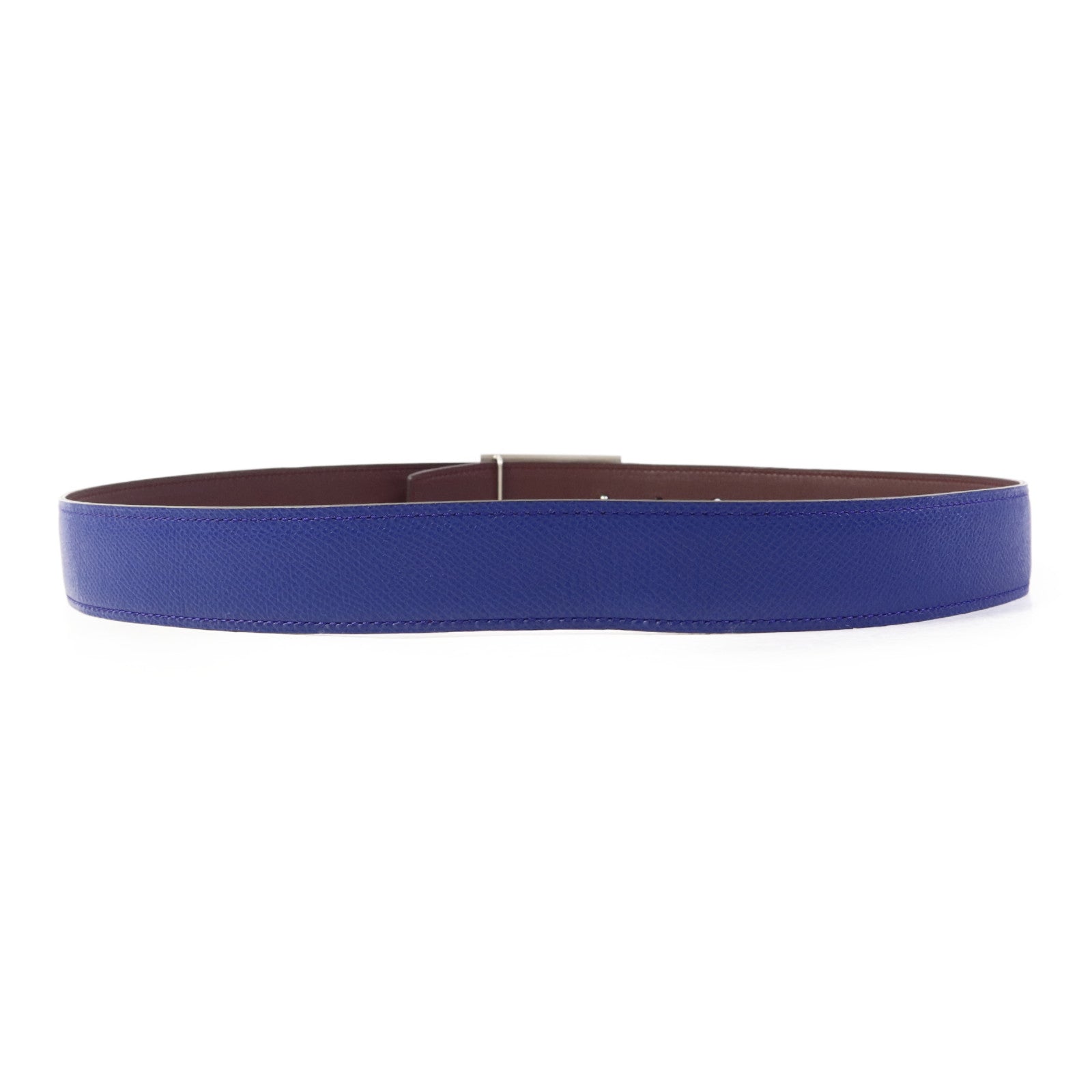 HERMES 【激減優惠】Epsom皮革Collier de Chein Belt銀扣皮帶