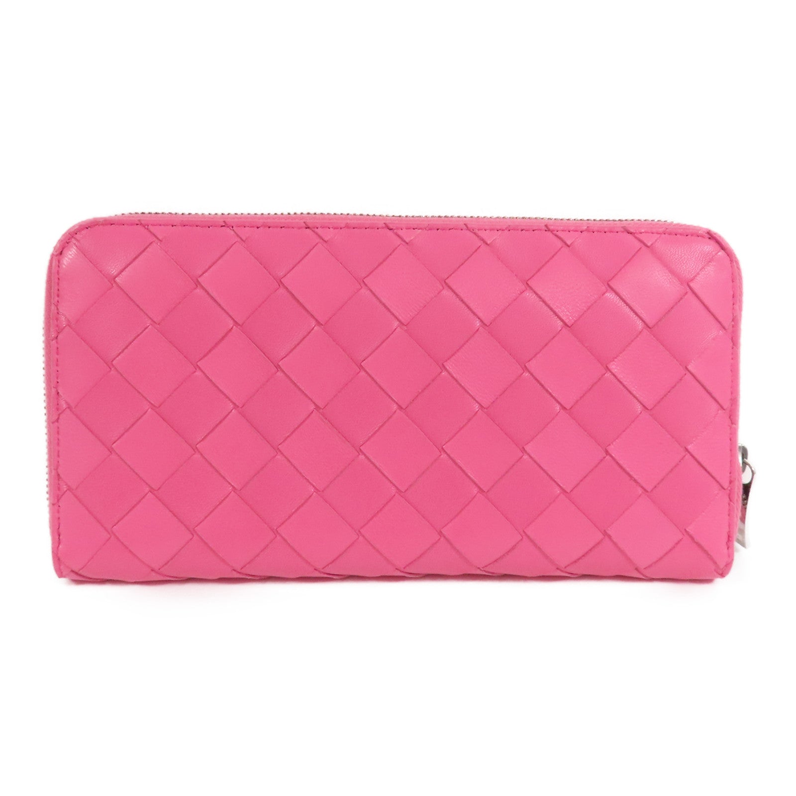 BOTTEGA VENETA 織紋皮革Round Long Wallet銀扣拉鏈長錢包