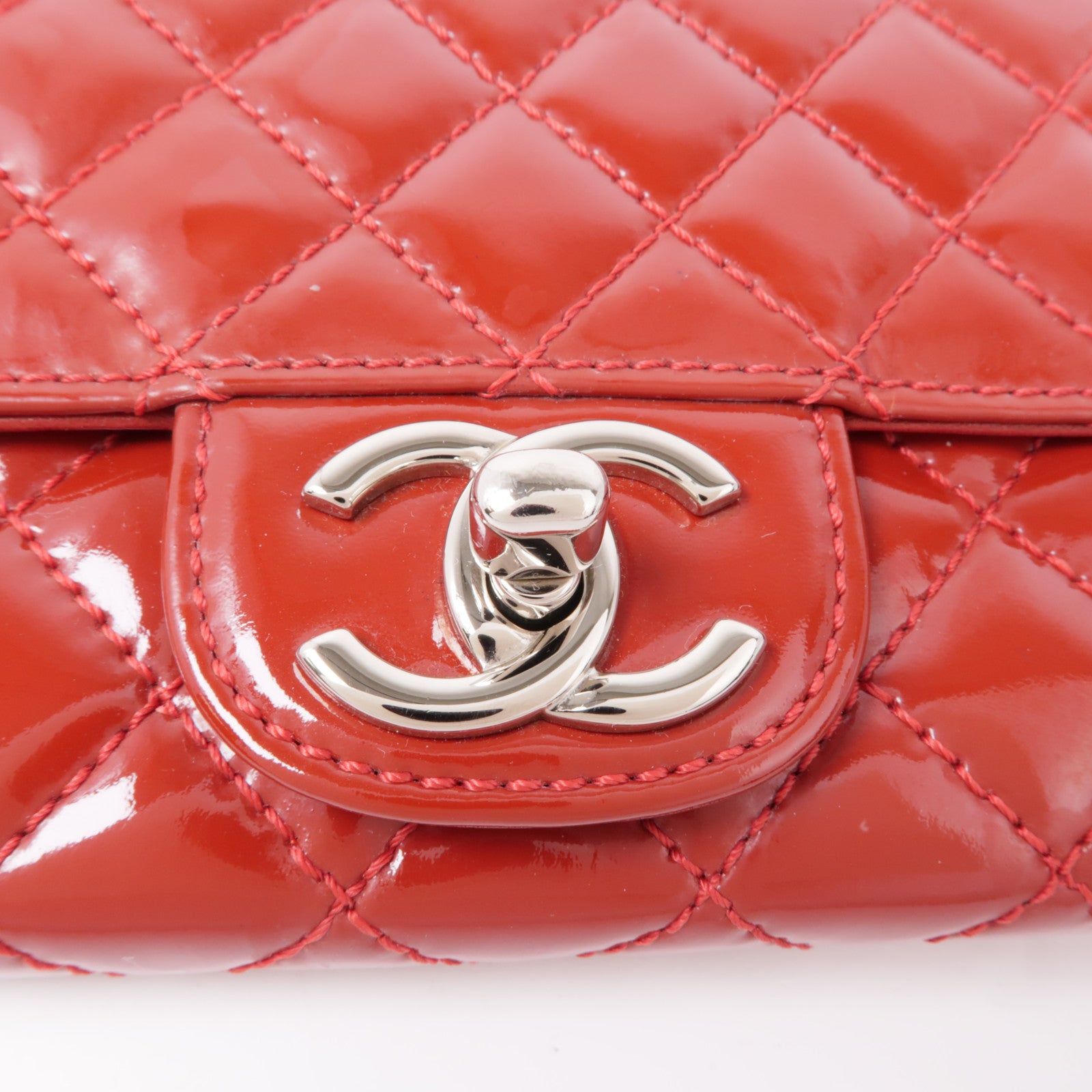 CHANEL 漆皮皮革Chain Shoulder Bag銀扣鏈帶肩背袋