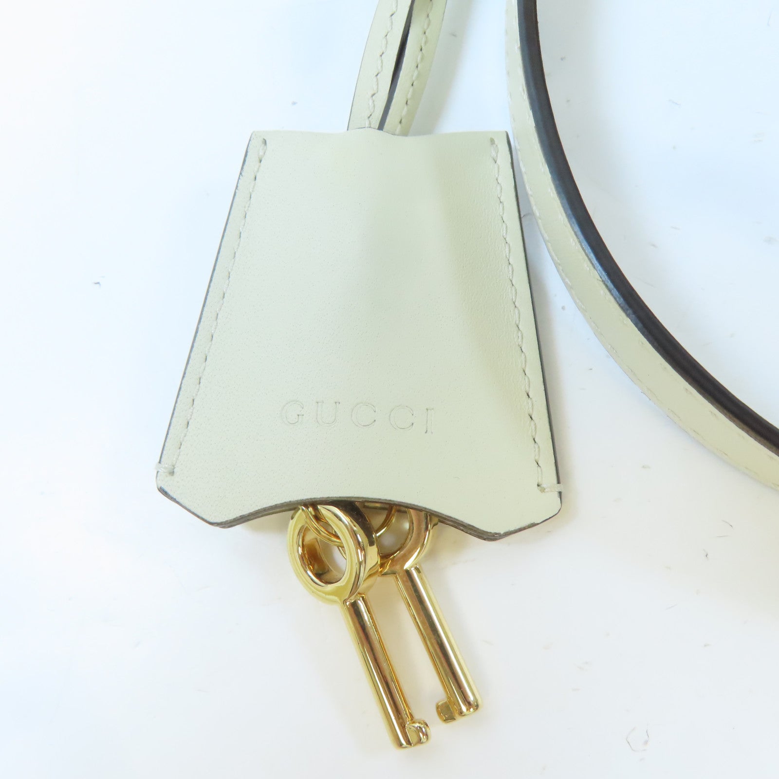 GUCCI 塗層帆布Padlock GG Shoulder Bag金扣肩背袋啡色/白色