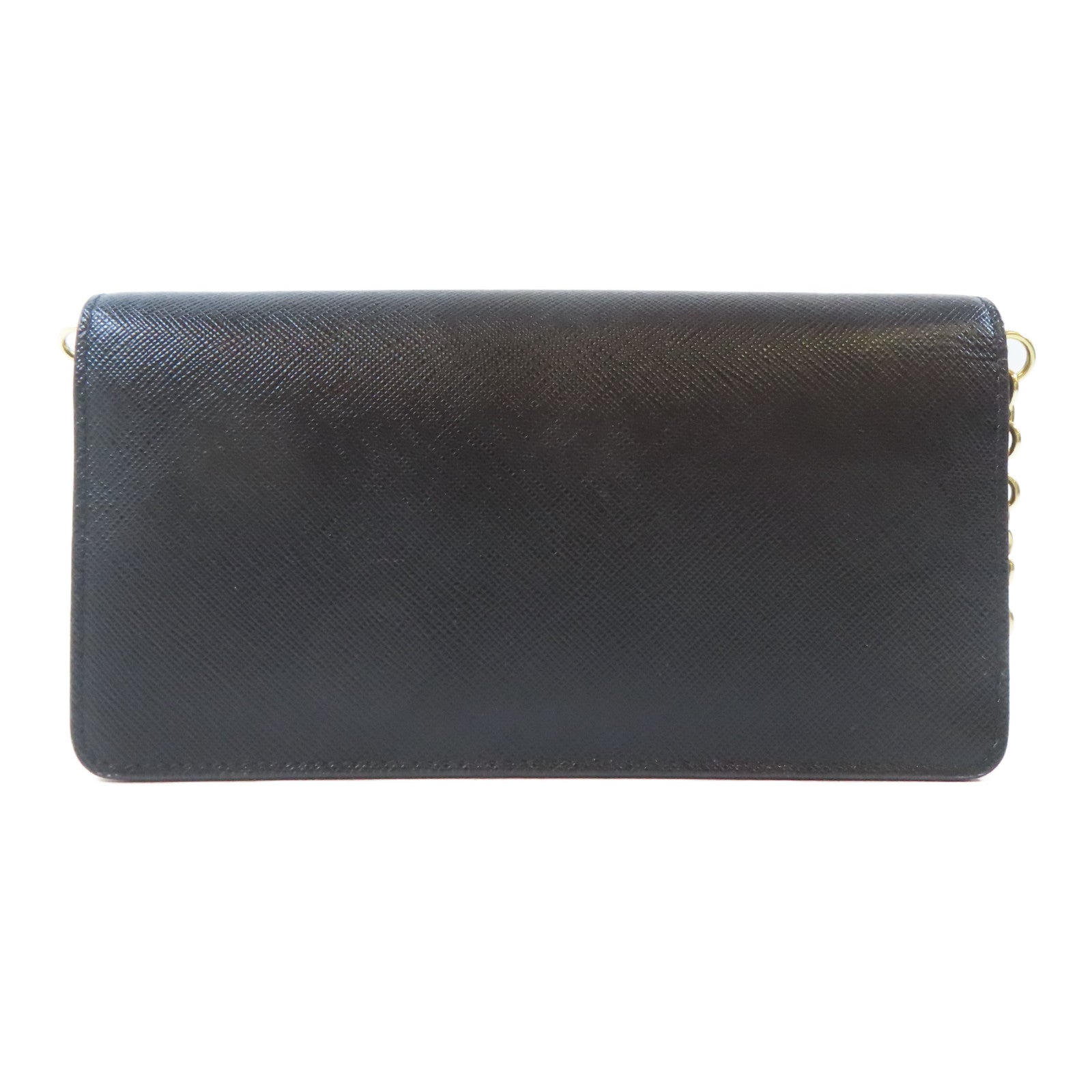 PRADA Saffiano皮革Miniborse金扣鏈帶肩背袋黑色