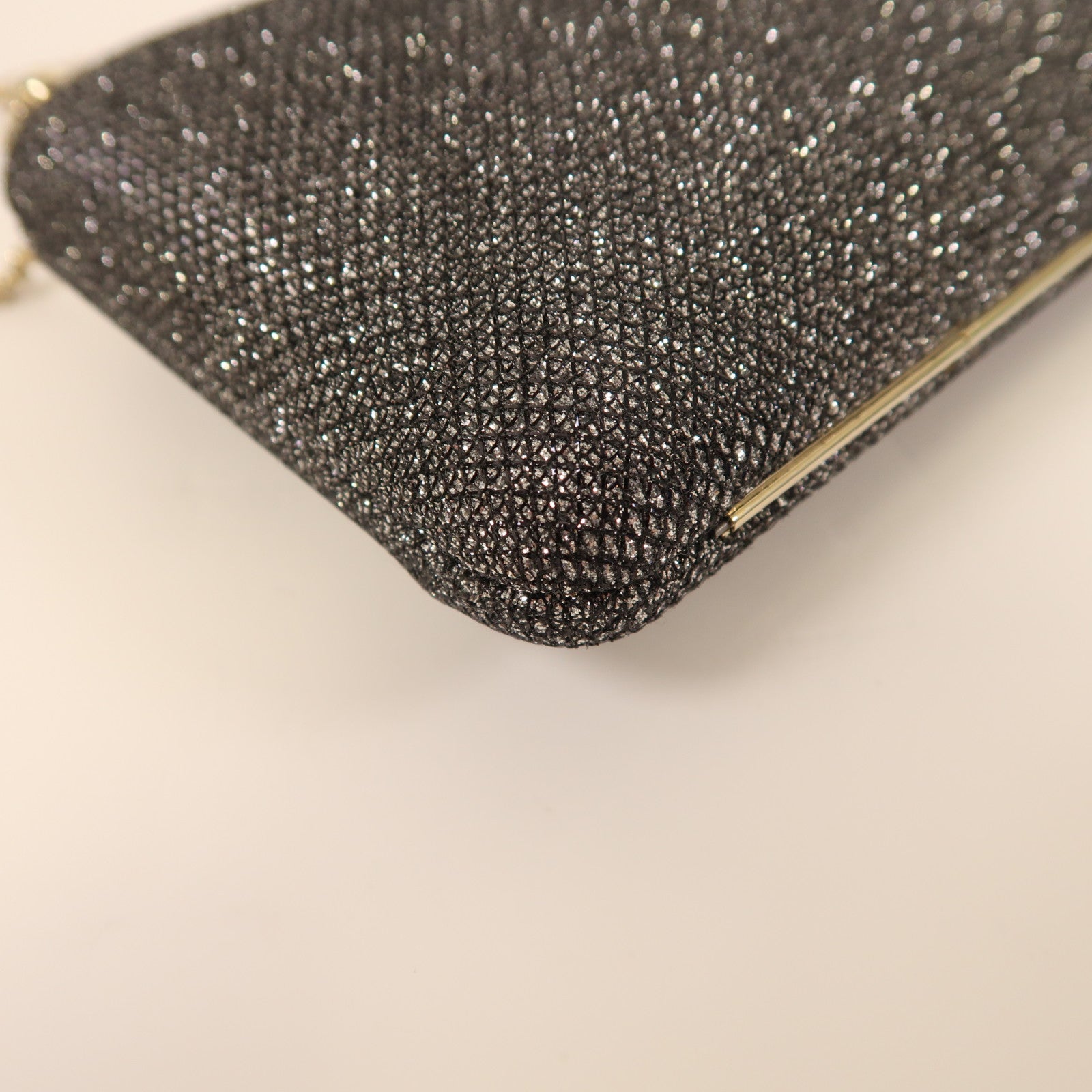 JIMMY CHOO 布料Ellipse Glitter Clutch bag金扣鏈帶肩背袋銀色