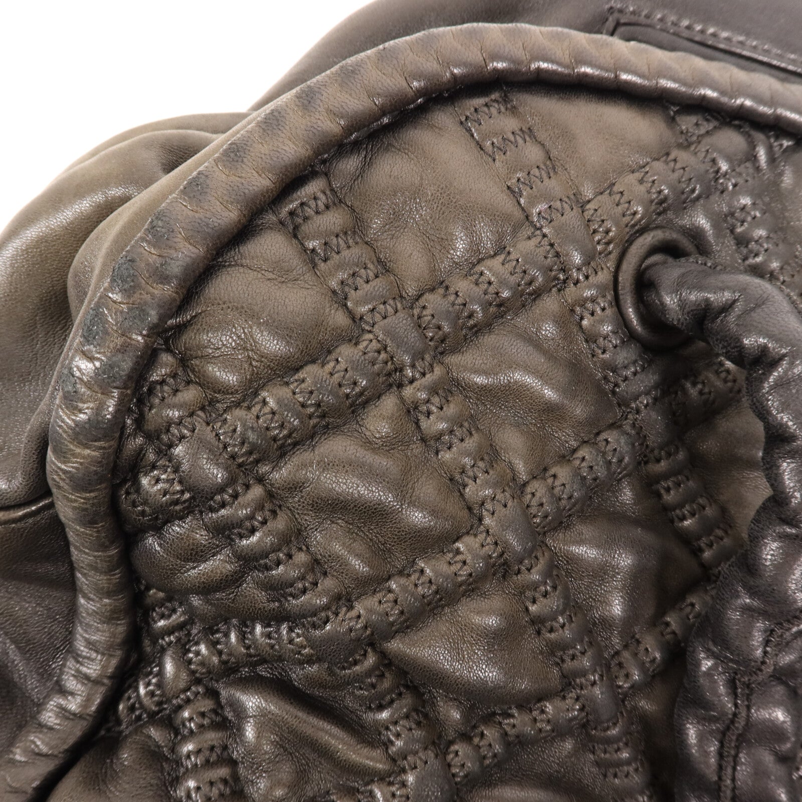 CHANEL 羊皮皮革Boston Bag銀扣手挽袋