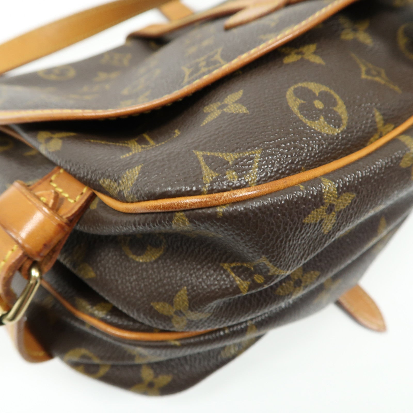 LOUIS VUITTON Monogram Saumur 30金扣肩背袋啡色