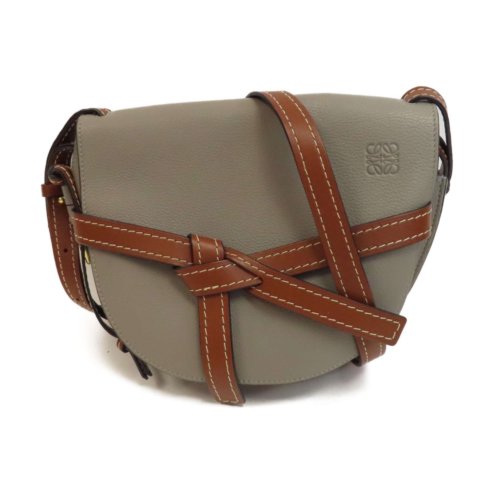 LOEWE 牛皮皮革Gate Small金扣肩背袋灰色