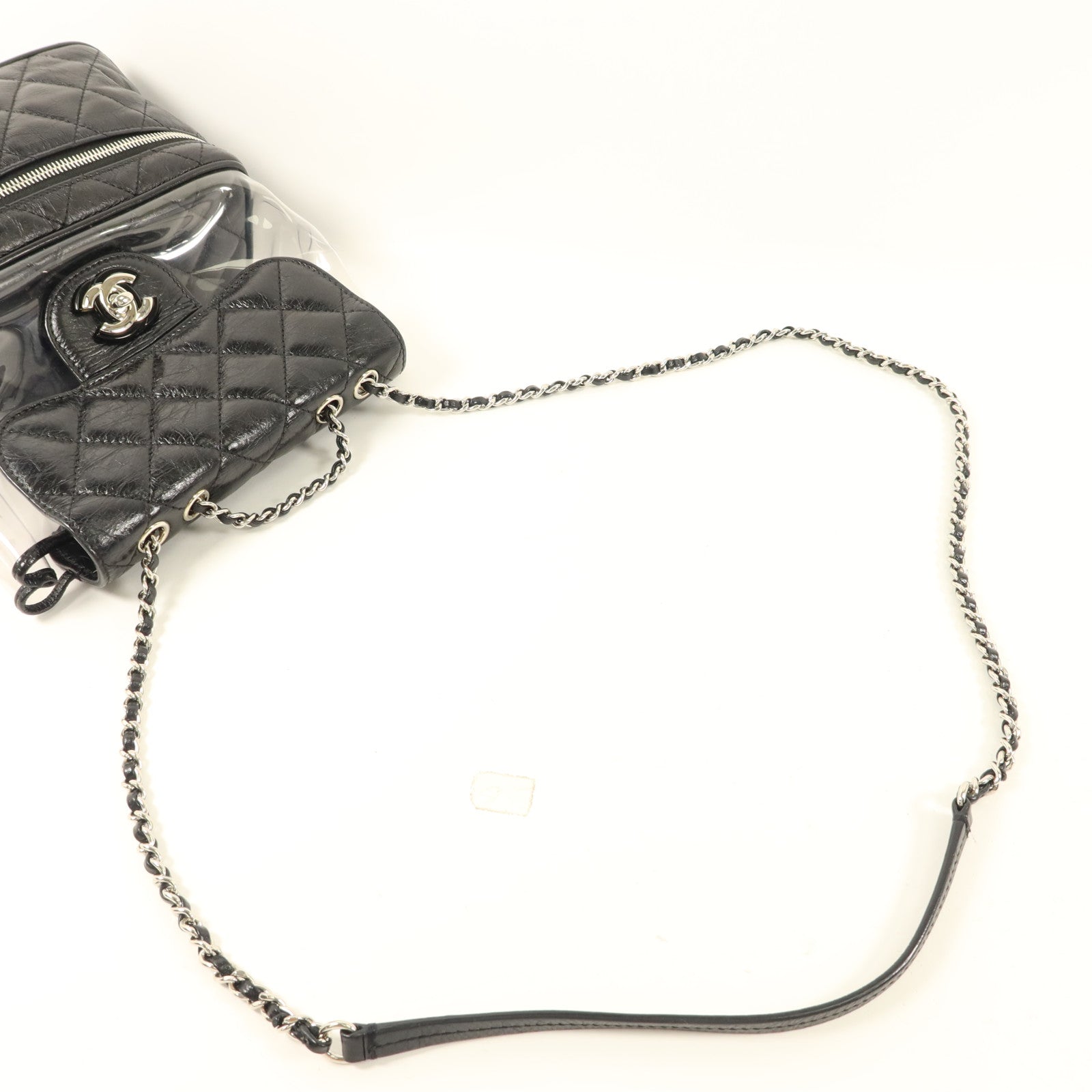 CHANEL PVC/牛皮皮革Shoulder Bag銀扣肩背袋
