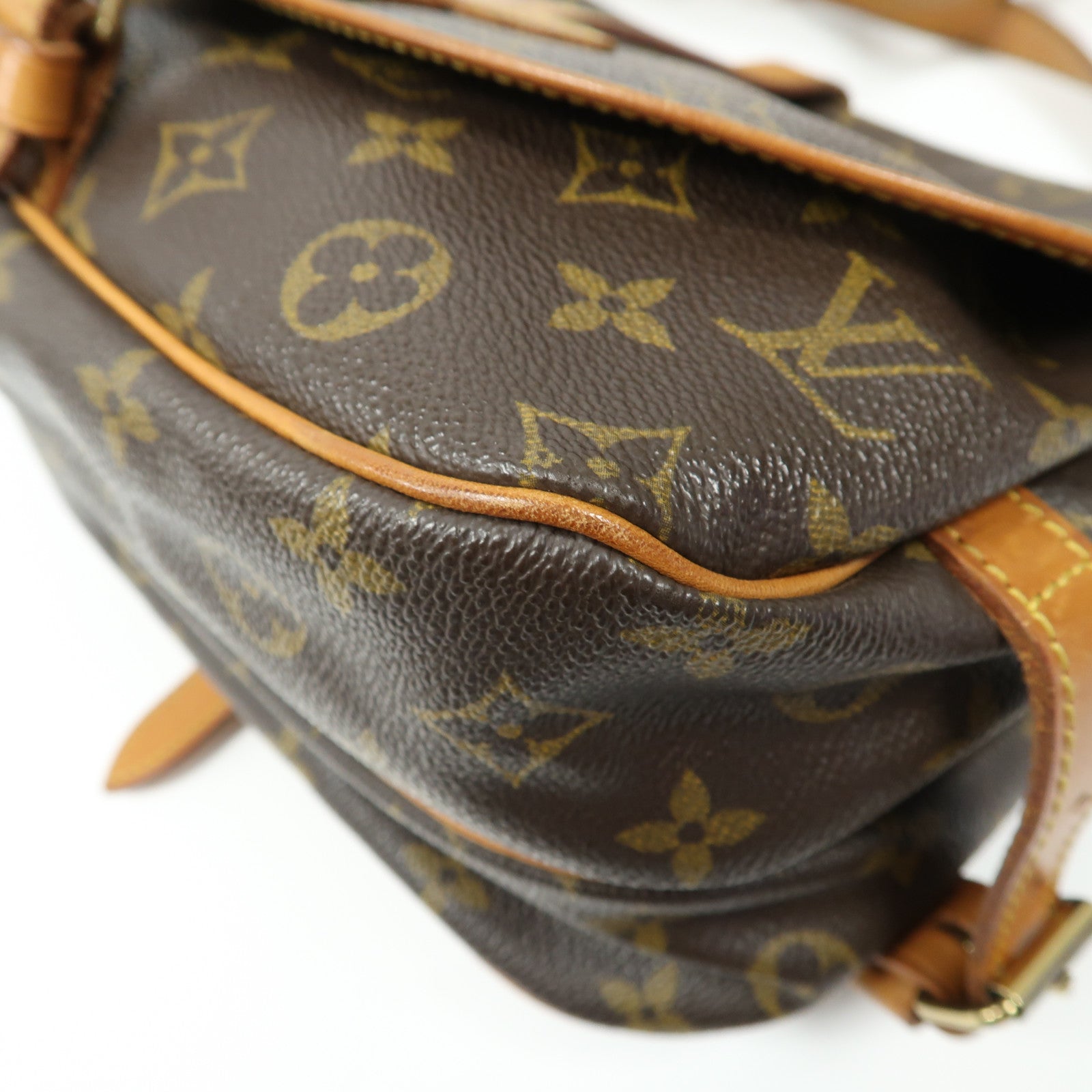 LOUIS VUITTON Monogram Saumur 30金扣肩背袋啡色