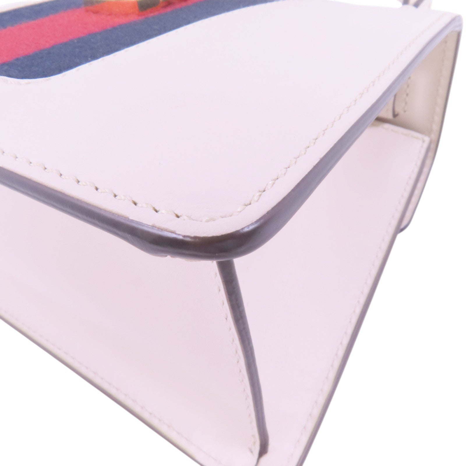 GUCCI GG GHW Sylvie Mini Handbag Shoulder Bag 470270 Calfskin Leather White