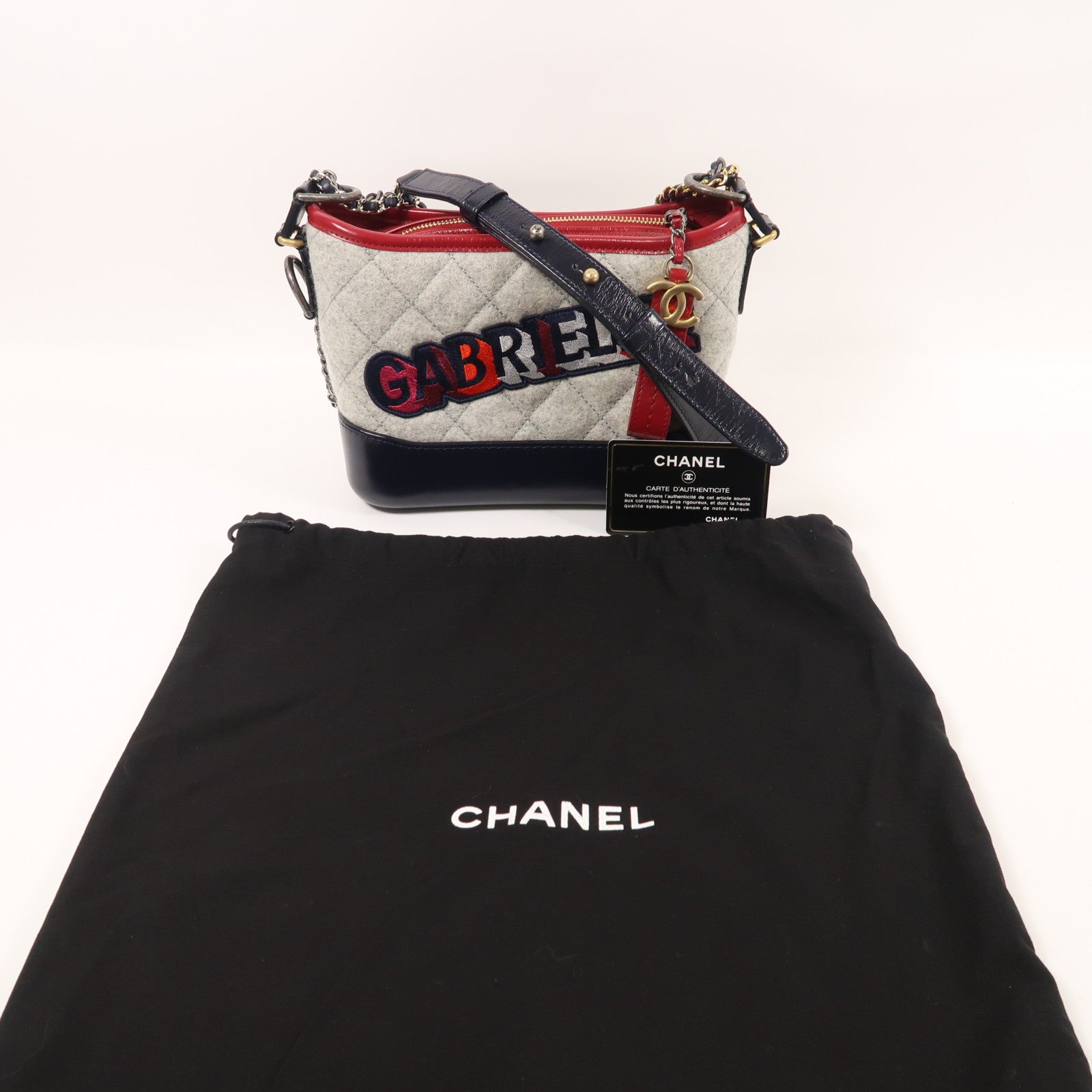 CHANEL Felt Gabrielle Small鏈帶肩背袋
