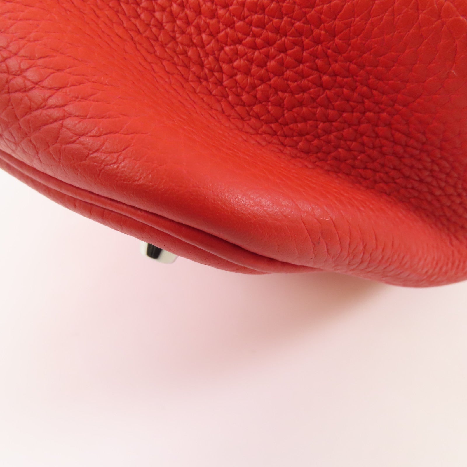 HERMES 【激減優惠】Clemence皮革Picotin MM銀扣手挽袋Rouge Tomate